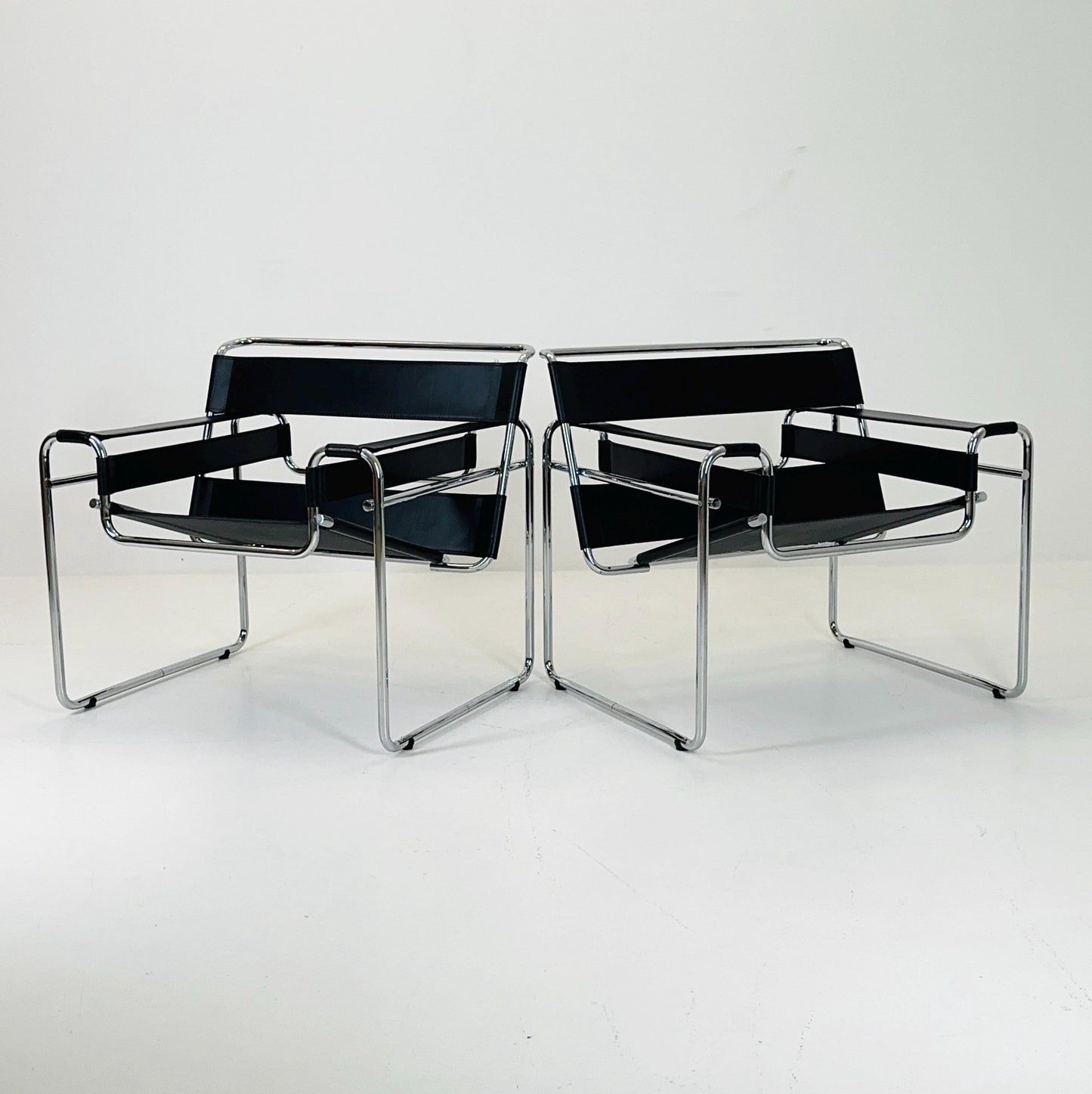 1 of 2 Mid century black B3 WASSILY Lounge armchair by Marcel Brauer 1990s Italy
