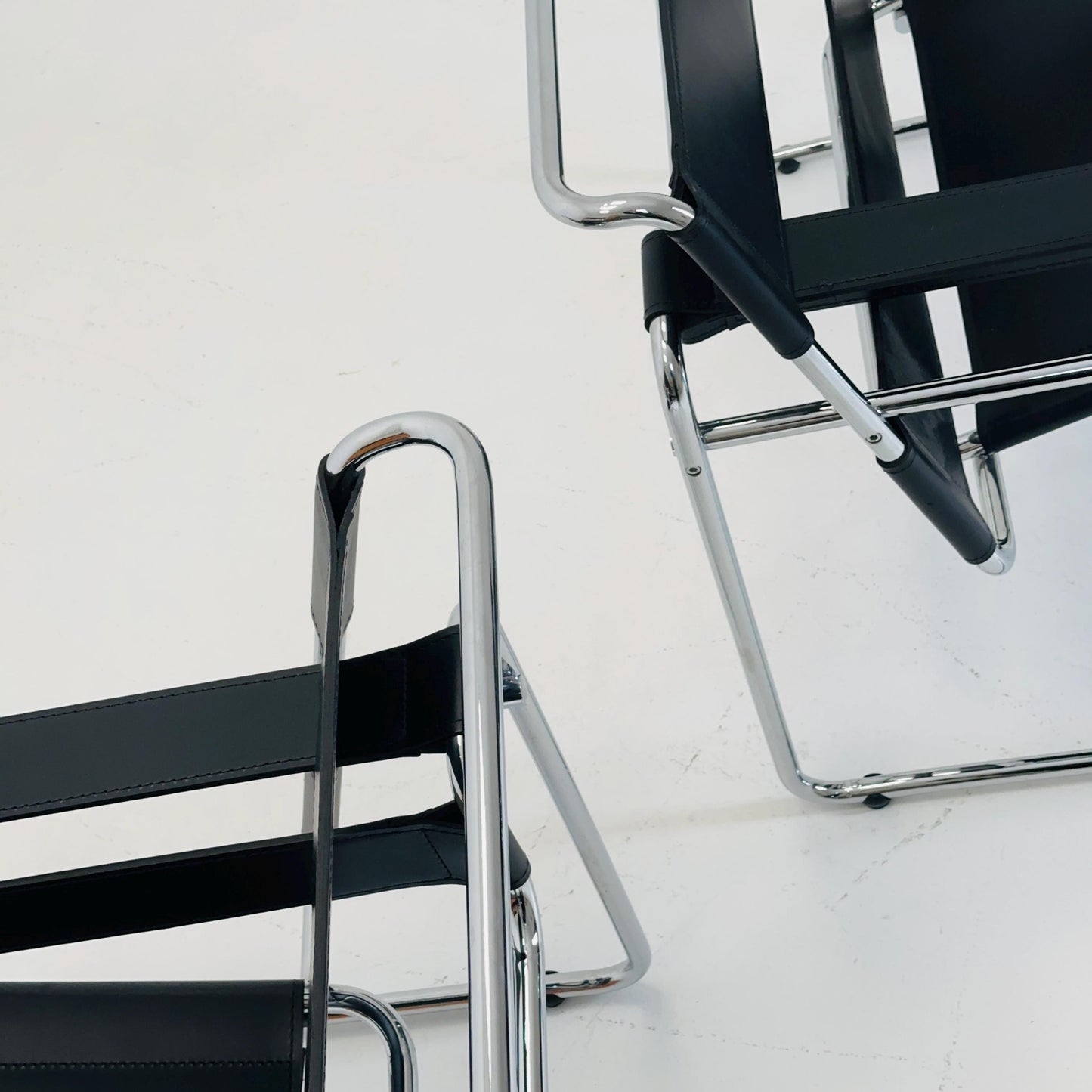 1 of 2 Mid century black B3 WASSILY Lounge armchair by Marcel Brauer 1990s Italy