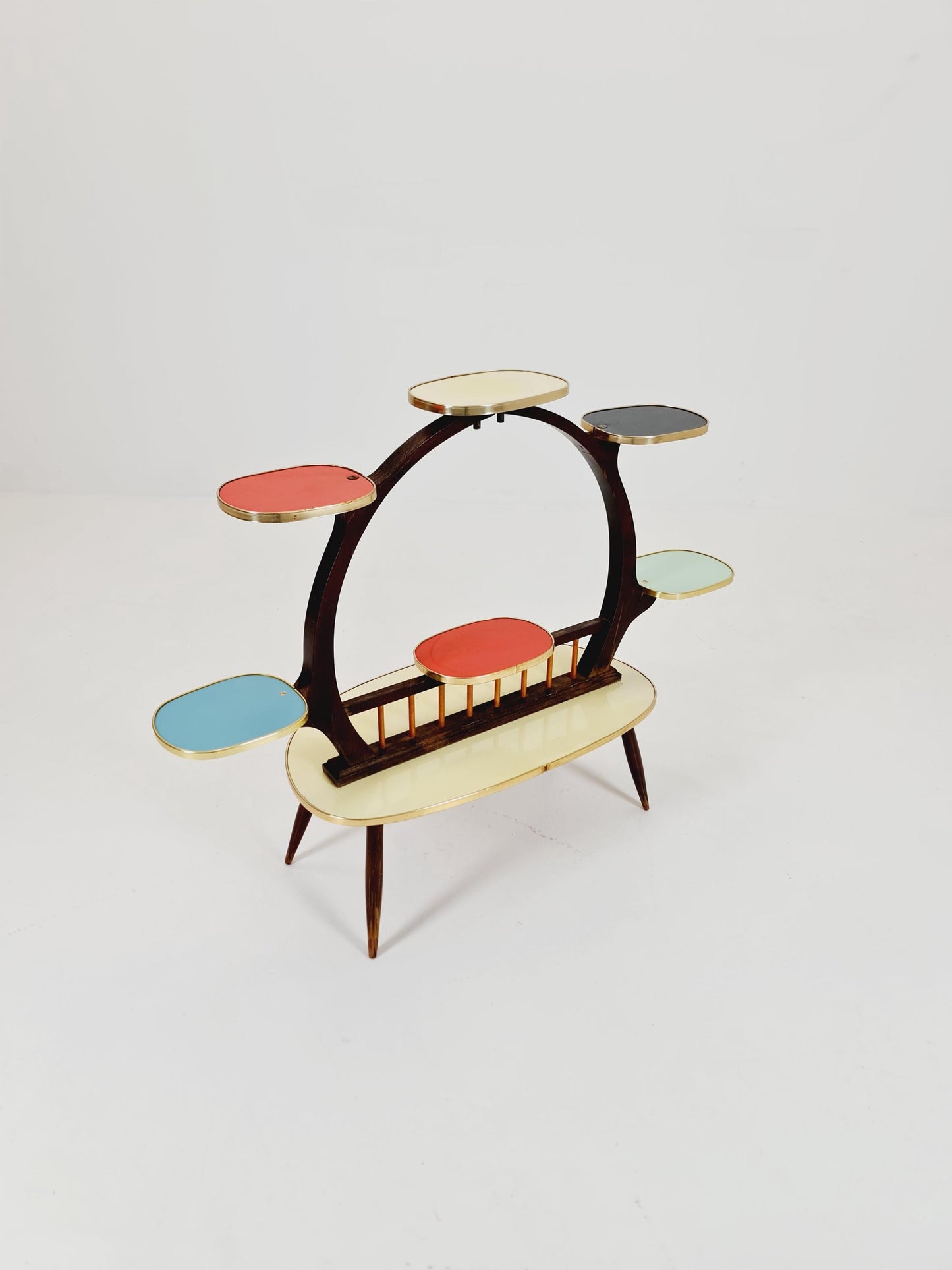 Big 1950s German Plant Stand, Colorful Vintage Mid-Century Minimalist Indoor Plant Stand Side Table Retro flower table