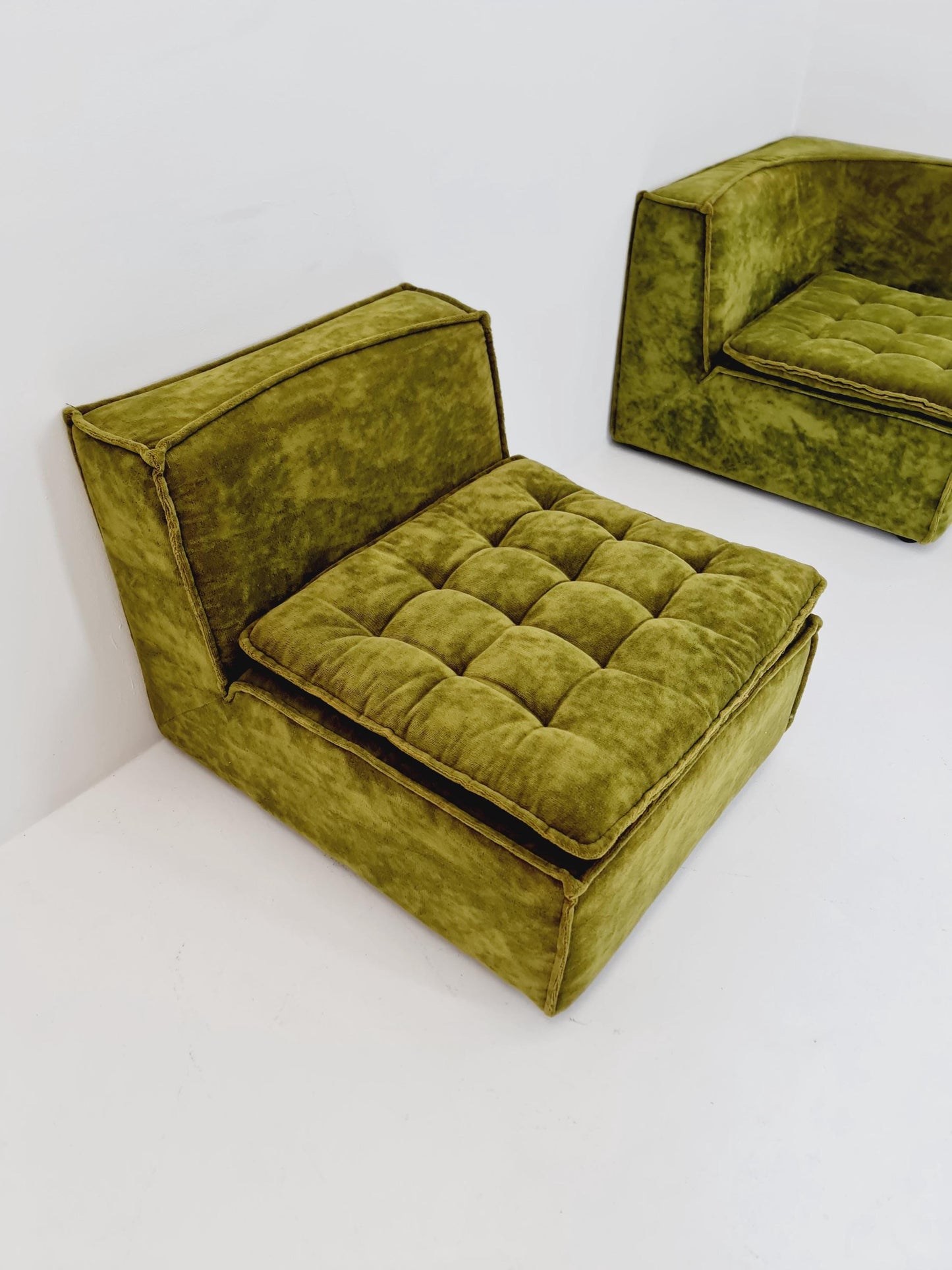 Italian mid century brown modular sofa/couch, 1970s, set of 3