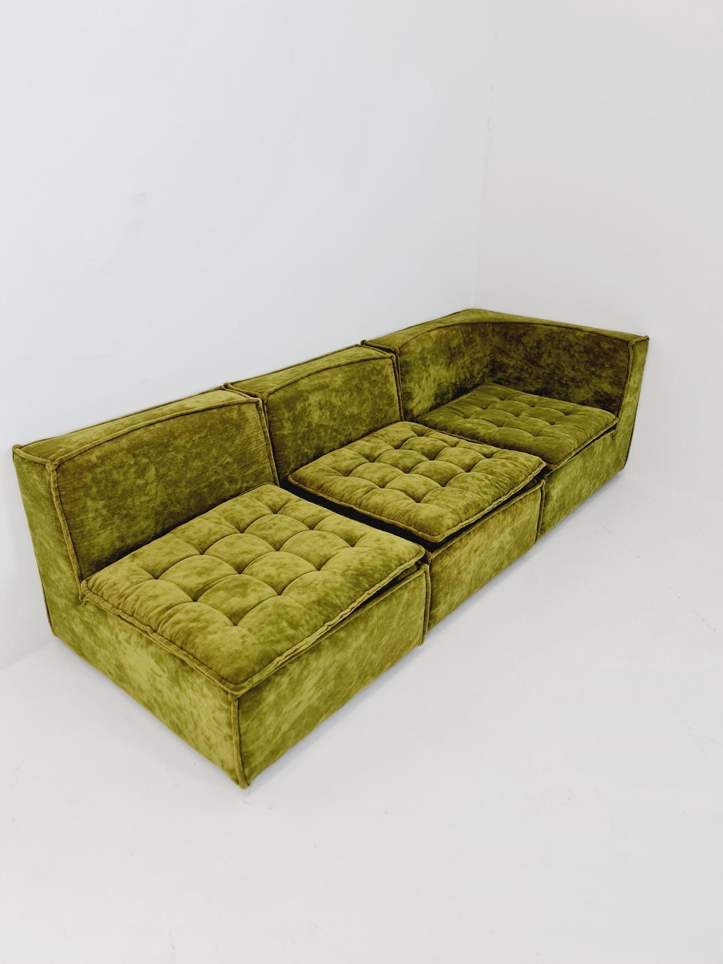 Italian mid century brown modular sofa/couch, 1970s, set of 3