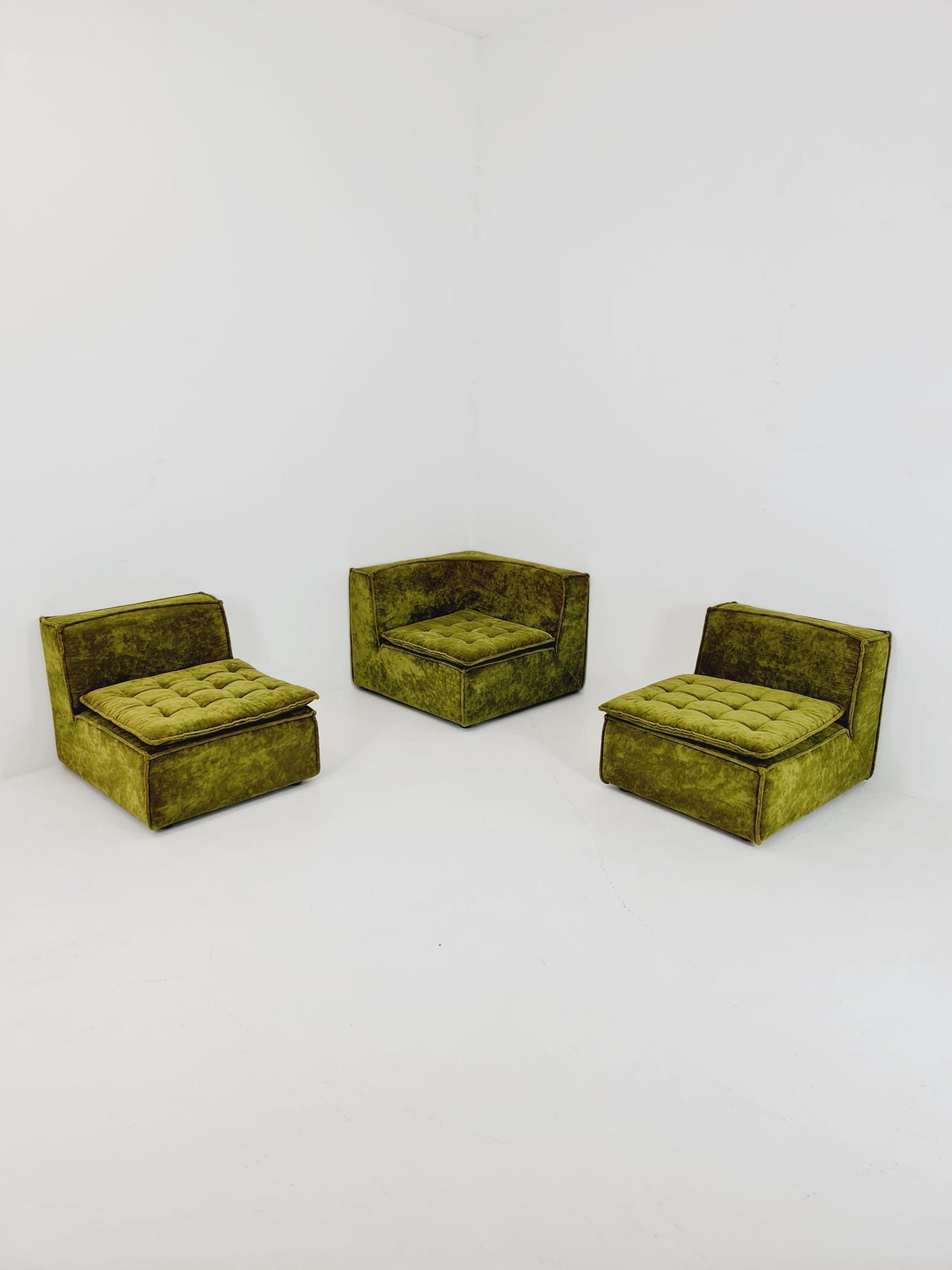 Italian mid century brown modular sofa/couch, 1970s, set of 3