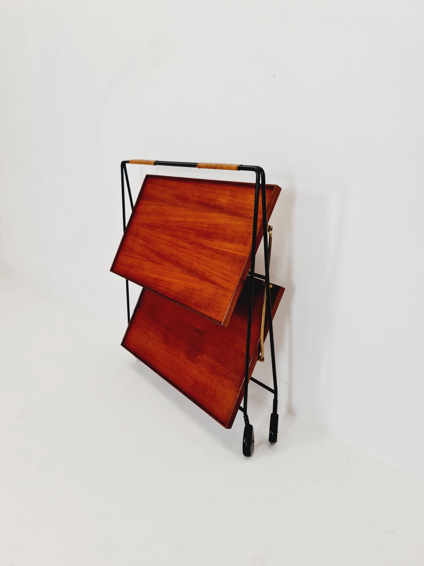 Vintage Danish mid century trolley bar cart in teak & metal , 1960s