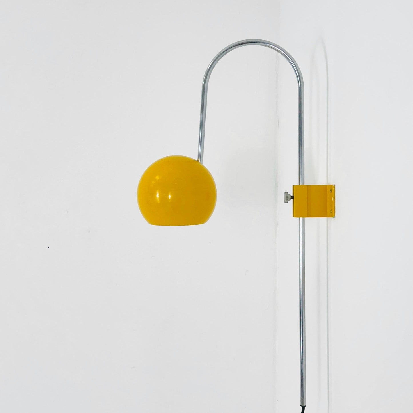 Space age Adjustable Wall Lamp by Kontakt-Werkstätten, Yellow Mid-Century Modern Light ,1970s