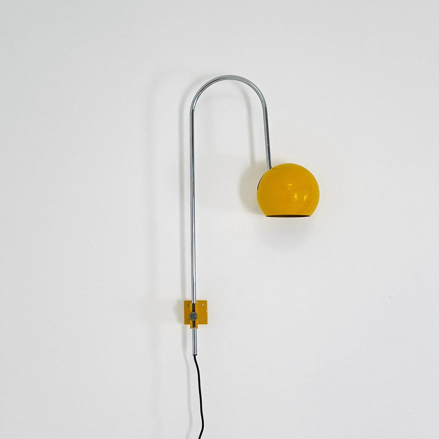 Space age Adjustable Wall Lamp by Kontakt-Werkstätten, Yellow Mid-Century Modern Light ,1970s