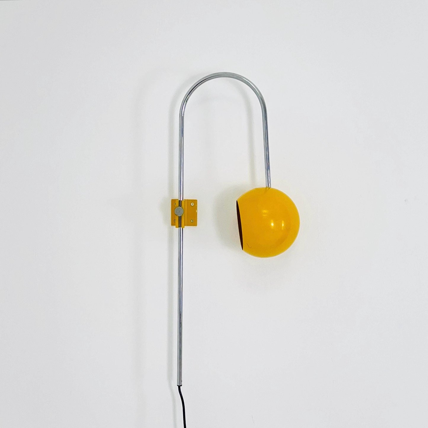 Space age Adjustable Wall Lamp by Kontakt-Werkstätten, Yellow Mid-Century Modern Light ,1970s