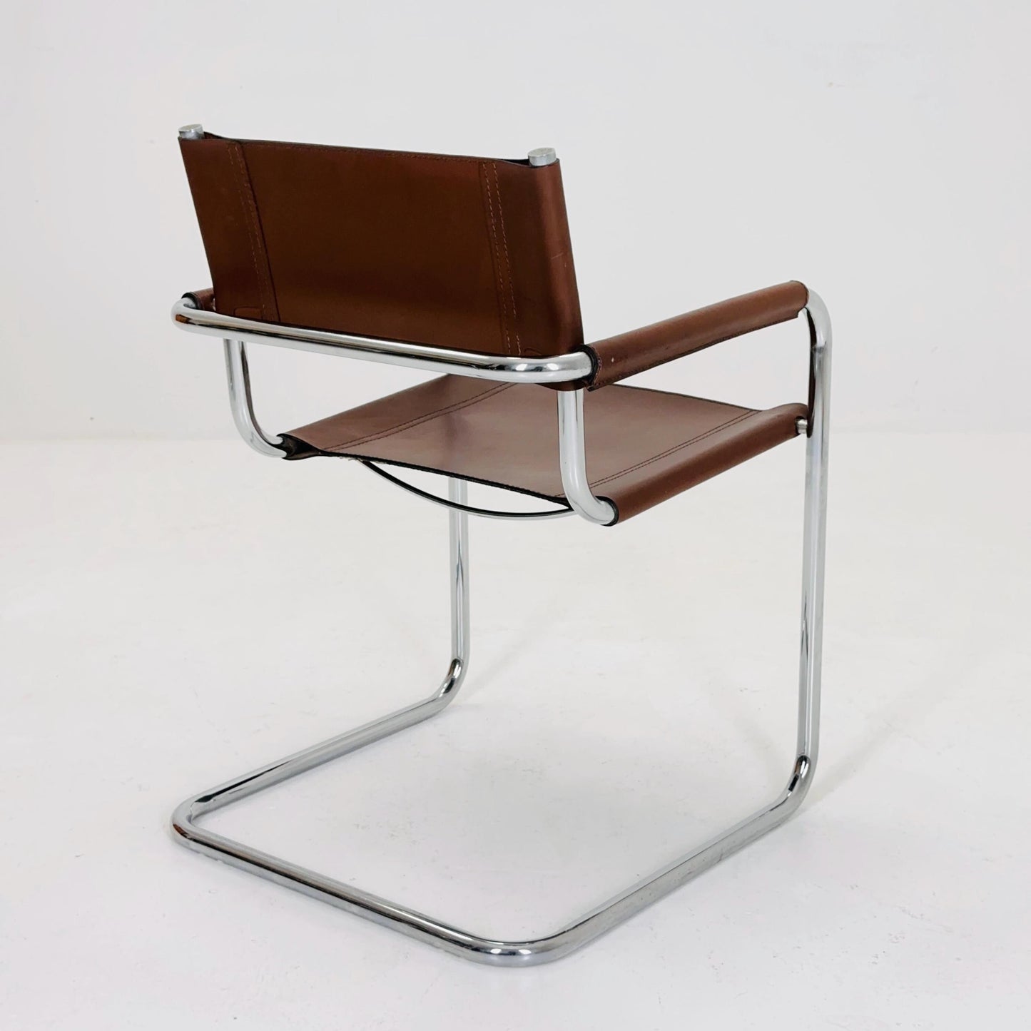 Mid century Bauhaus B34 brown leather cantilevered chair by Mart Stam for Jox Interni italy 1980s