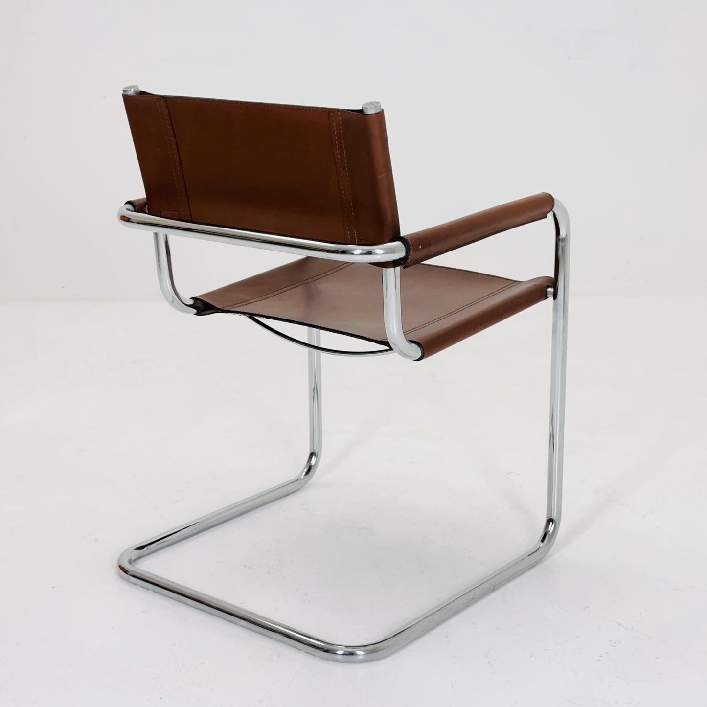 Mid century Bauhaus B34 brown leather cantilevered chair by Mart Stam for Jox Interni italy 1980s