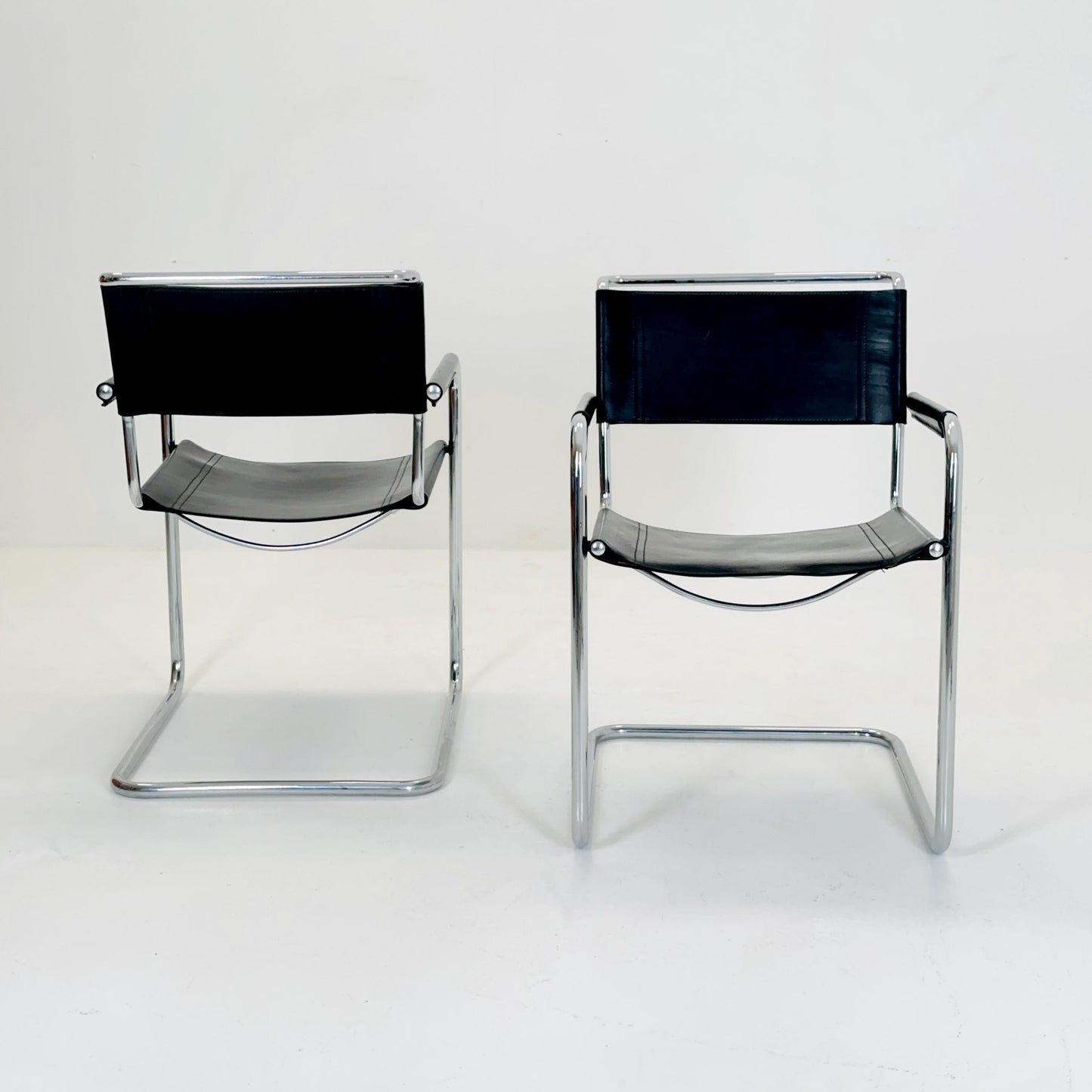 Set of 2 Mid century black S34 tubular steel armchairs by Mart Stam for Jox Interni - Itsly 1980s