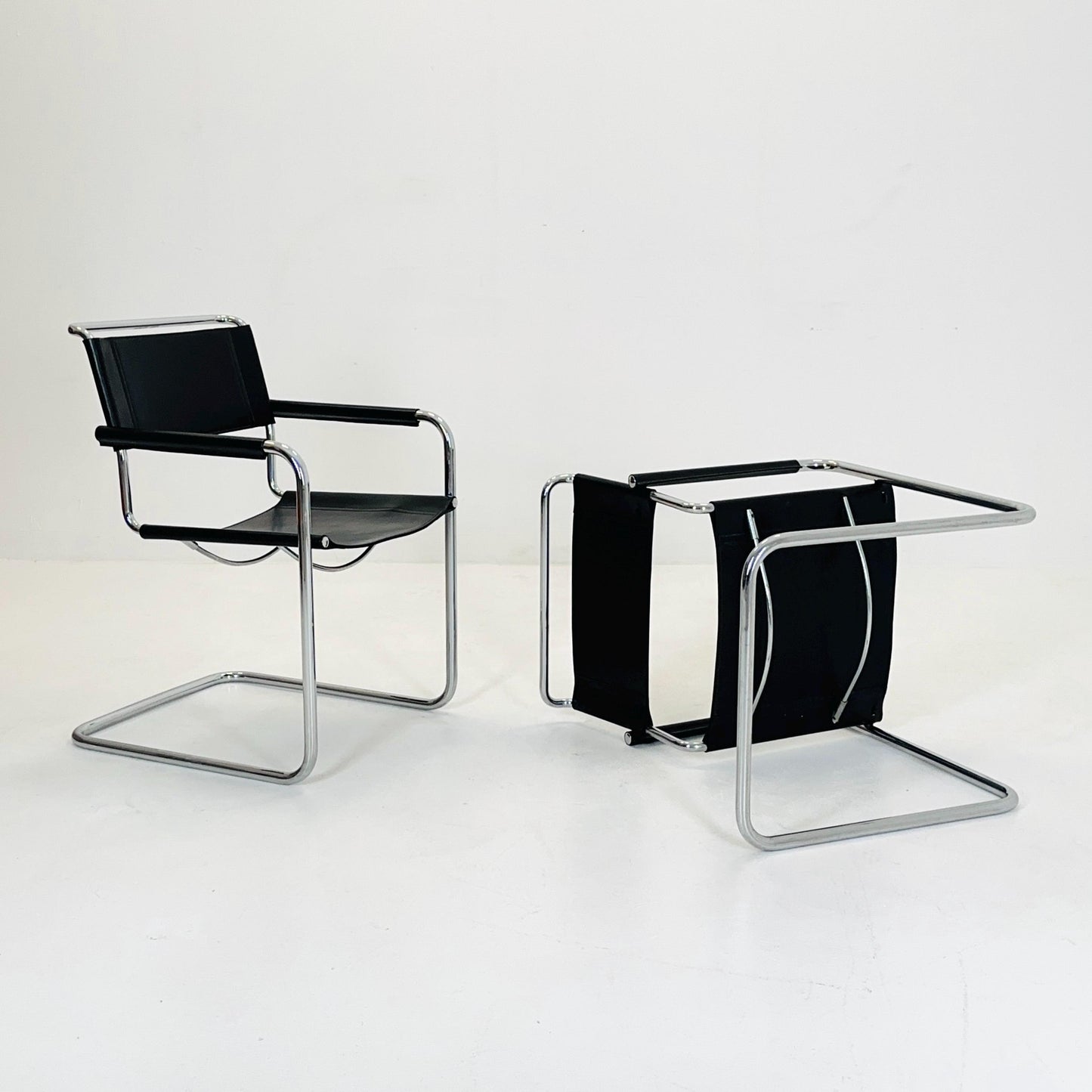 Set of 2 Mid century black S34 tubular steel armchairs by Mart Stam for Jox Interni - Itsly 1980s