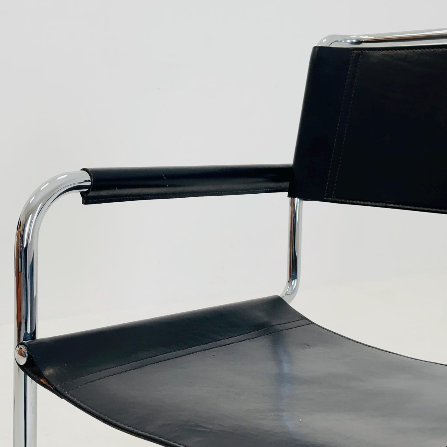 Set of 2 Mid century black S34 tubular steel armchairs by Mart Stam for Jox Interni - Itsly 1980s