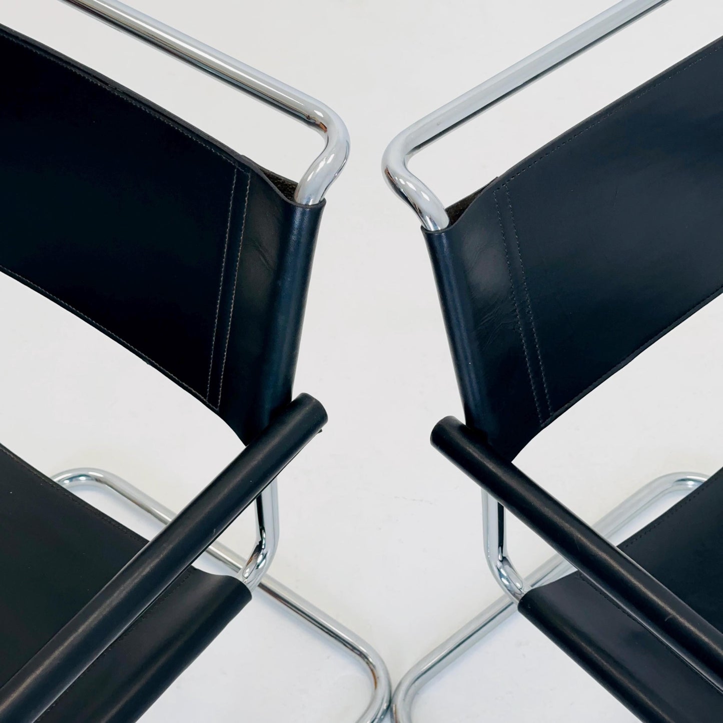 Set of 2 Mid century black S34 tubular steel armchairs by Mart Stam for Jox Interni - Itsly 1980s