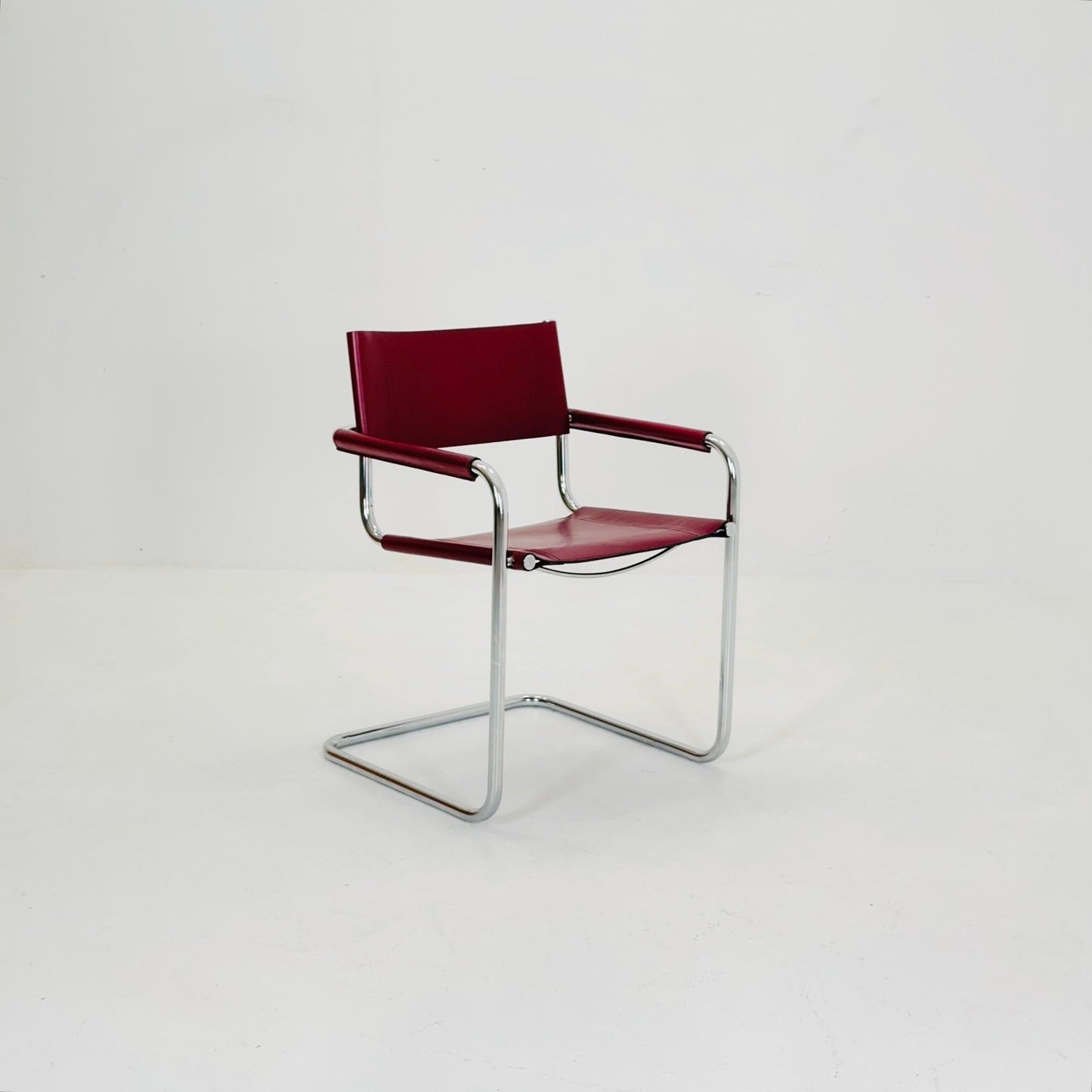 Mid century wine red Model MG5 Centro Studi wine red chair by Mart Stam & Marcel Breuer , 1970s