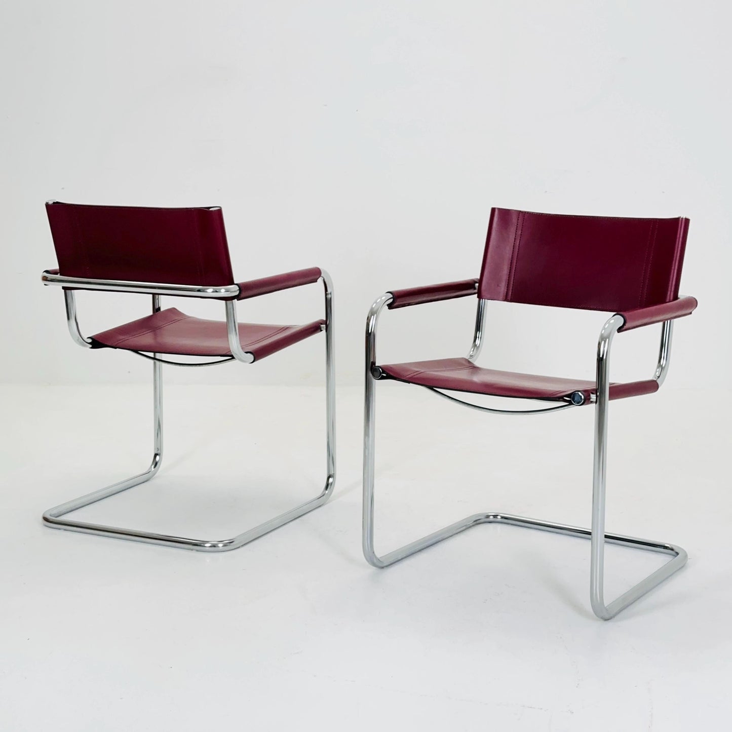 Set of 2 Mid century wine red Model MG5 Centro Studi armchairs by Mart Stam & Marcel Breuer , 1970s