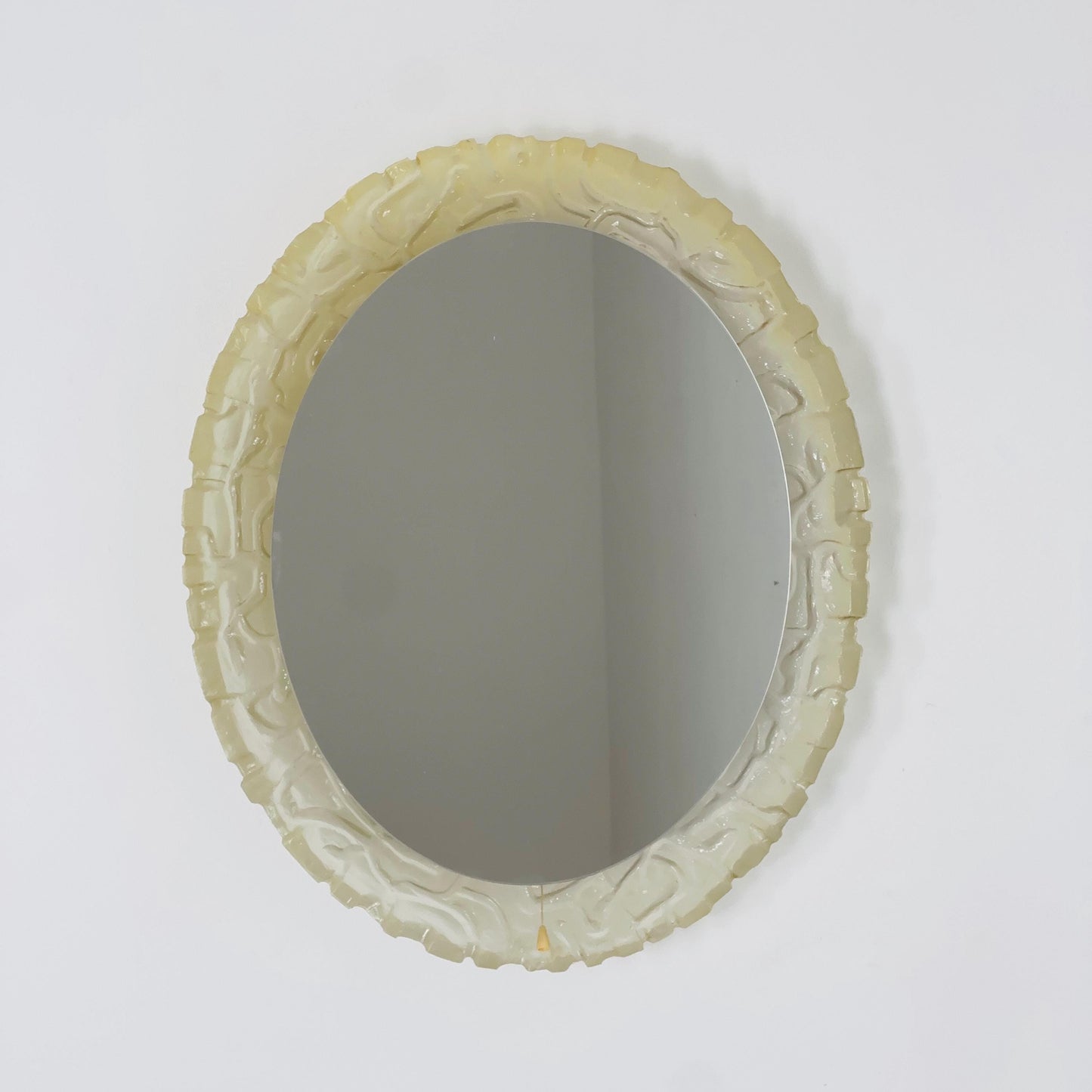 Mid-Century baklite ice glass Oval large mirror by Em Germany 1960s