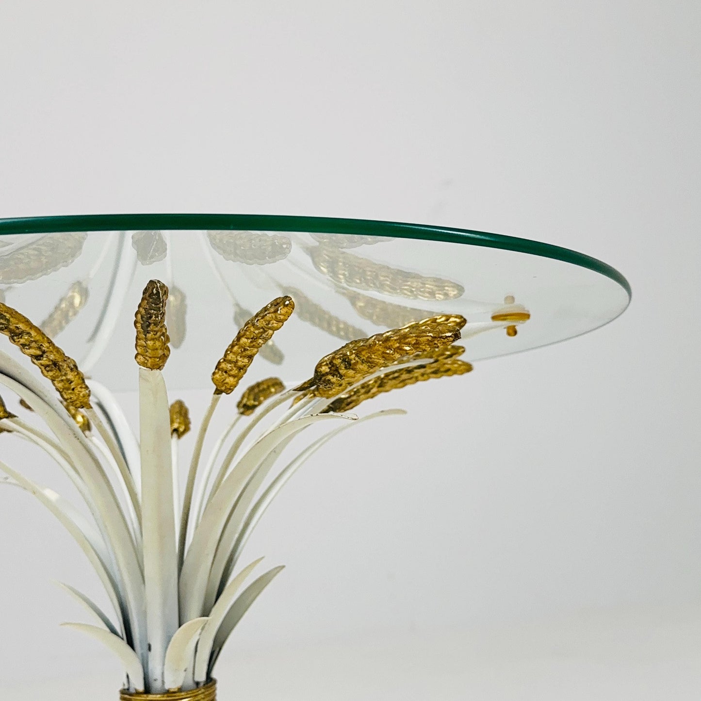 Hollywood Regency Hans Kögl Coffee Table in Wheatsheaf Look in White & Gold, 1960s