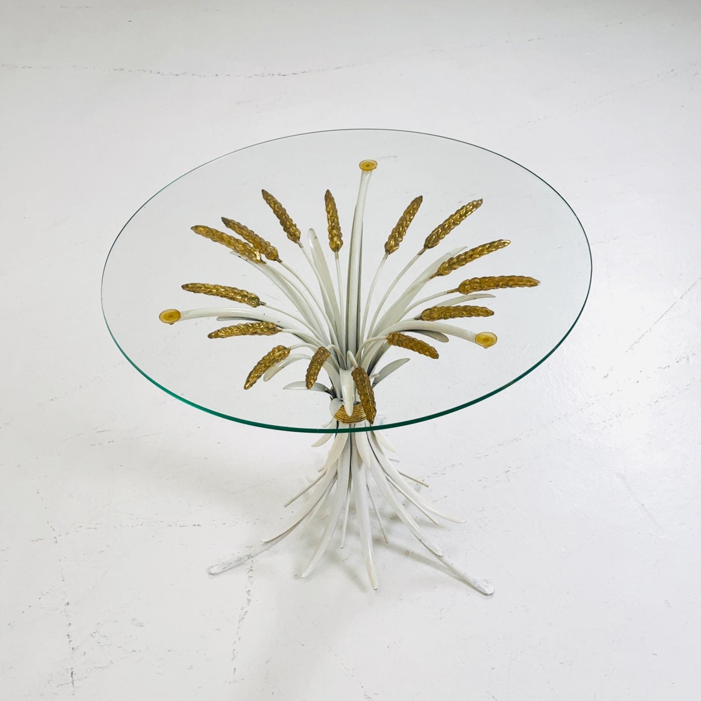Hollywood Regency Hans Kögl Coffee Table in Wheatsheaf Look in White & Gold, 1960s