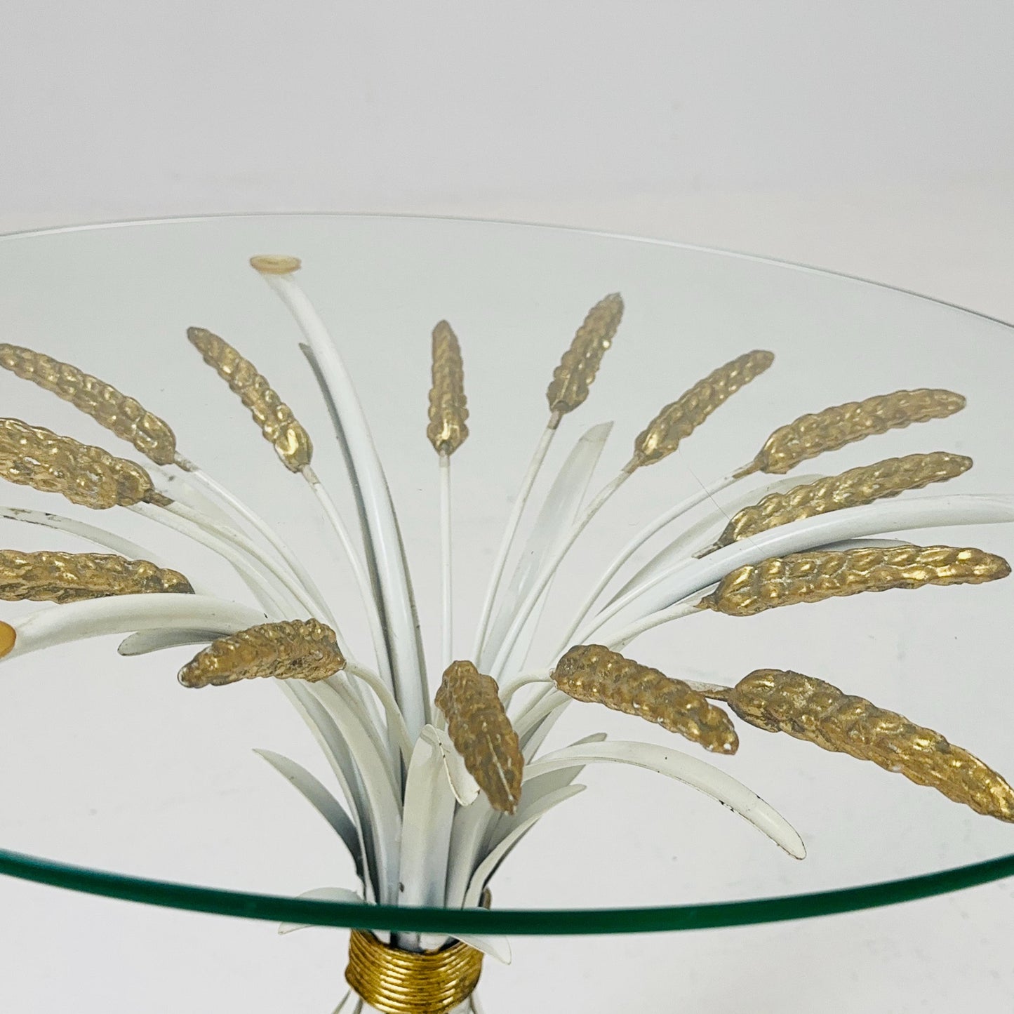 Hollywood Regency Hans Kögl Coffee Table in Wheatsheaf Look in White & Gold, 1960s