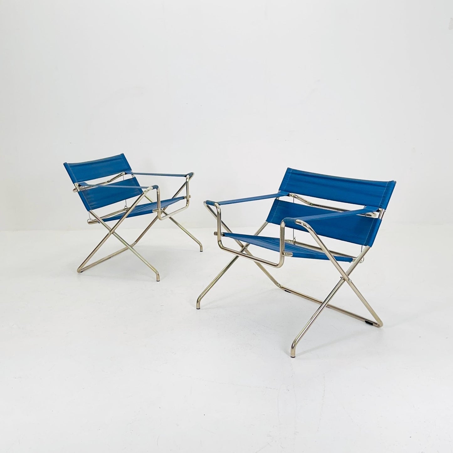 1 of 2 Mid century Folding Bauhaus D4 Fabric armchair by Marcel Breuer for Tecta Germany , 1980s