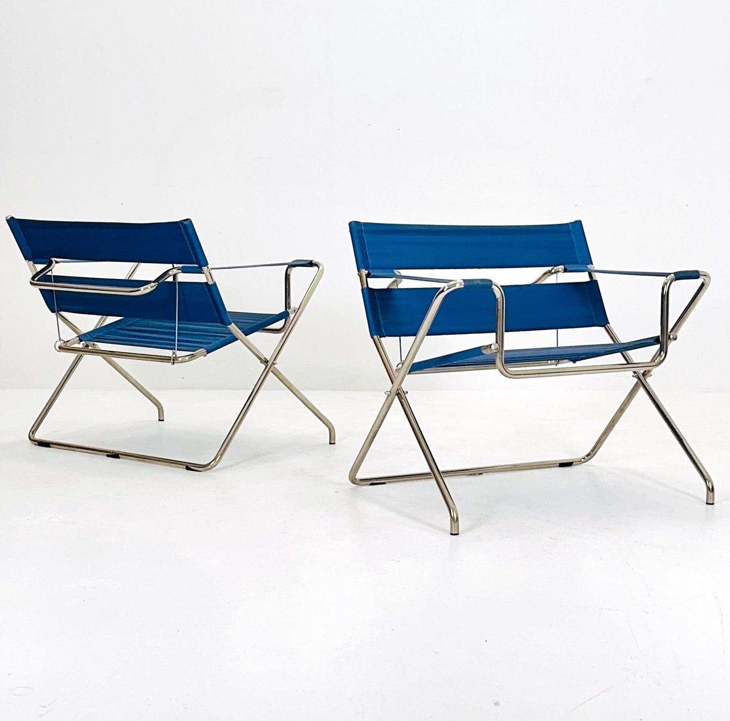 1 of 2 Mid century Folding Bauhaus D4 Fabric armchair by Marcel Breuer for Tecta Germany , 1980s