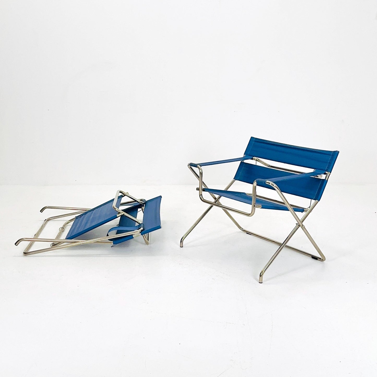 1 of 2 Mid century Folding Bauhaus D4 Fabric armchair by Marcel Breuer for Tecta Germany , 1980s