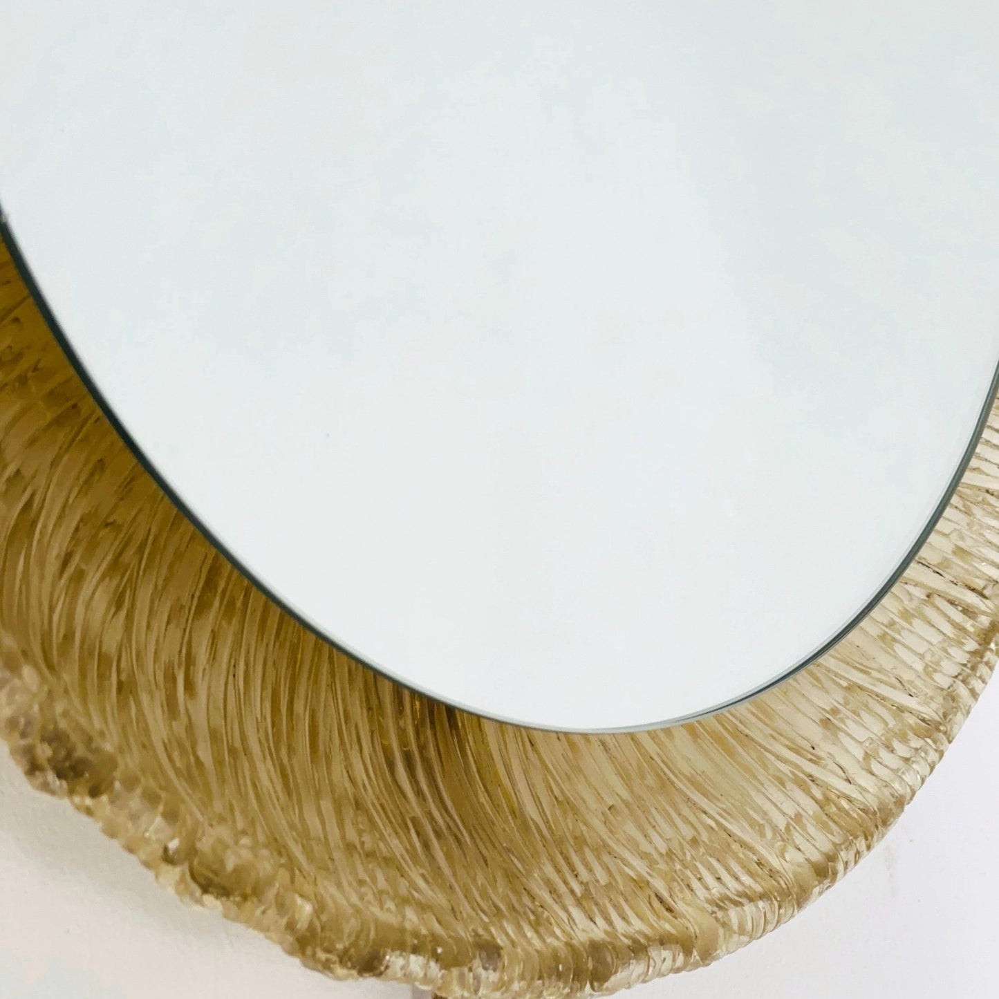 Mid-Century baklite ice glass Oval large mirror by Em Germany 1960s