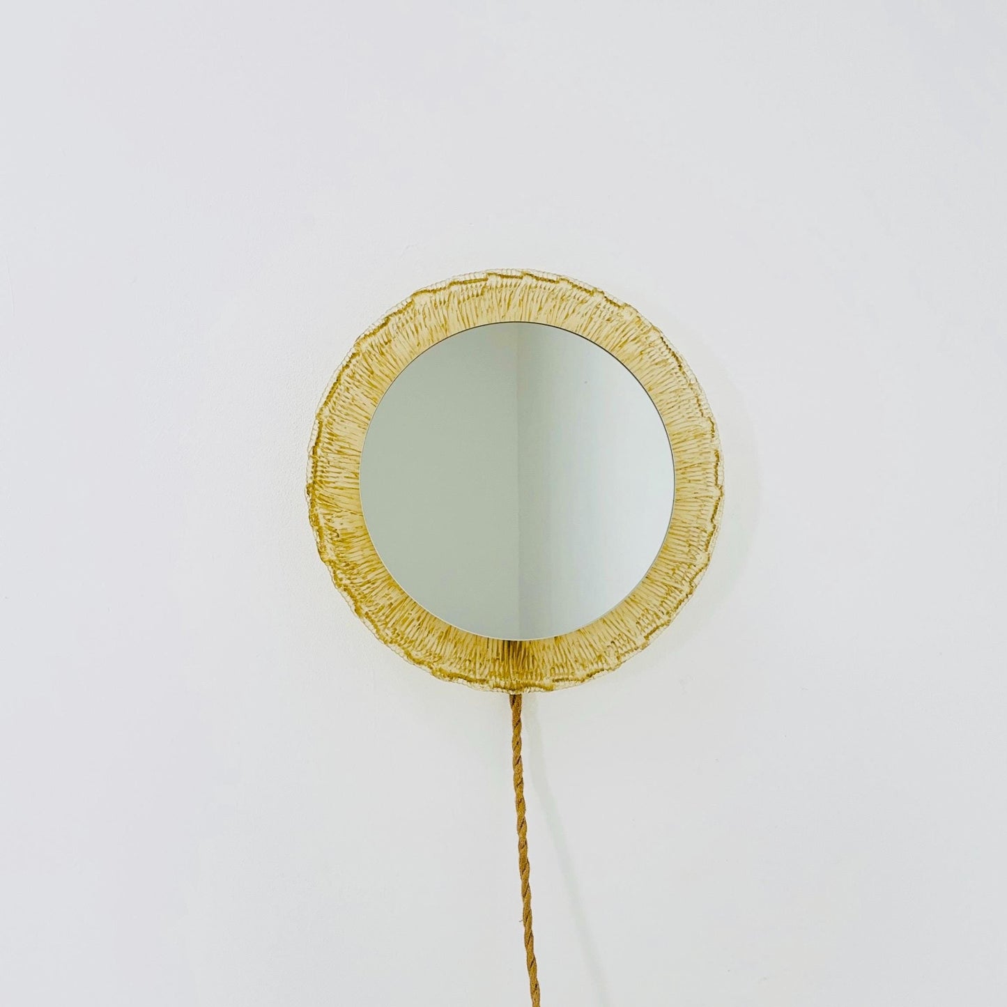 Mid-Century baklite ice glass Oval large mirror by Em Germany 1960s