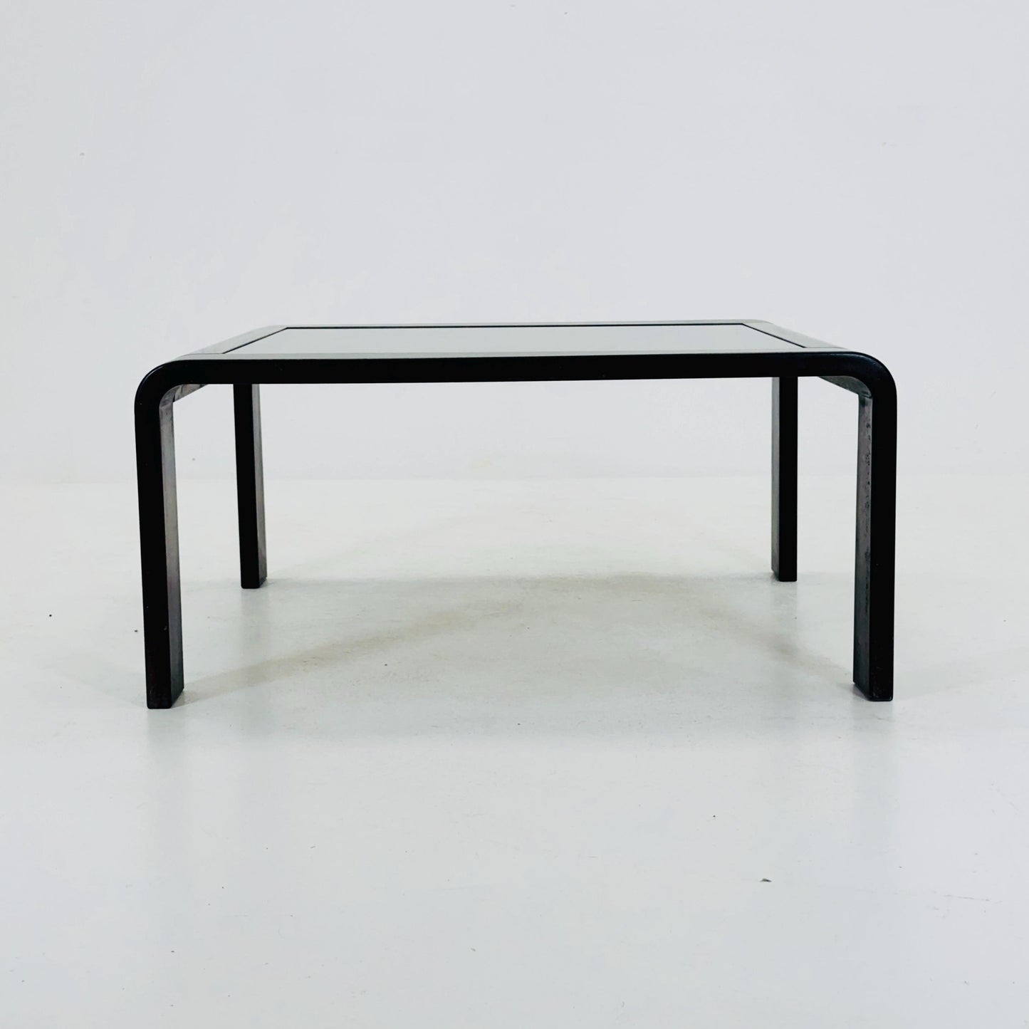 Mid-Century Wooden Coffee Table with Curved Edges and Smoked Glass Top, 1960s Germany