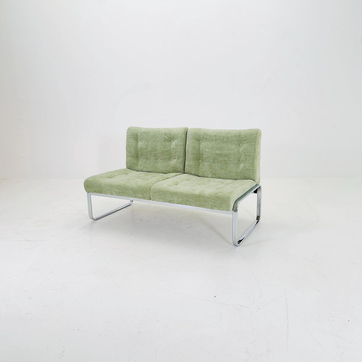 Mid-Century Modern sofa by RH Design, Bauhaus design light green fabric Italy 1980s