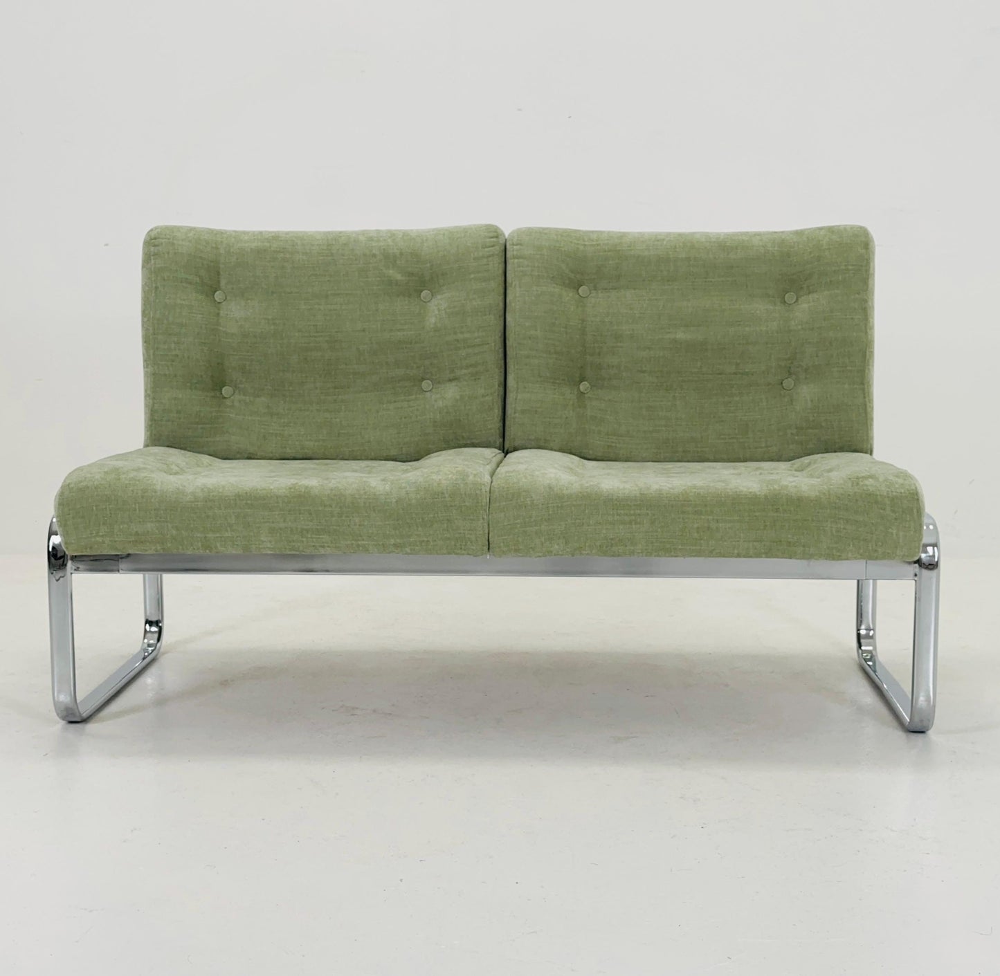 Mid-Century Modern sofa by RH Design, Bauhaus design light green fabric Italy 1980s