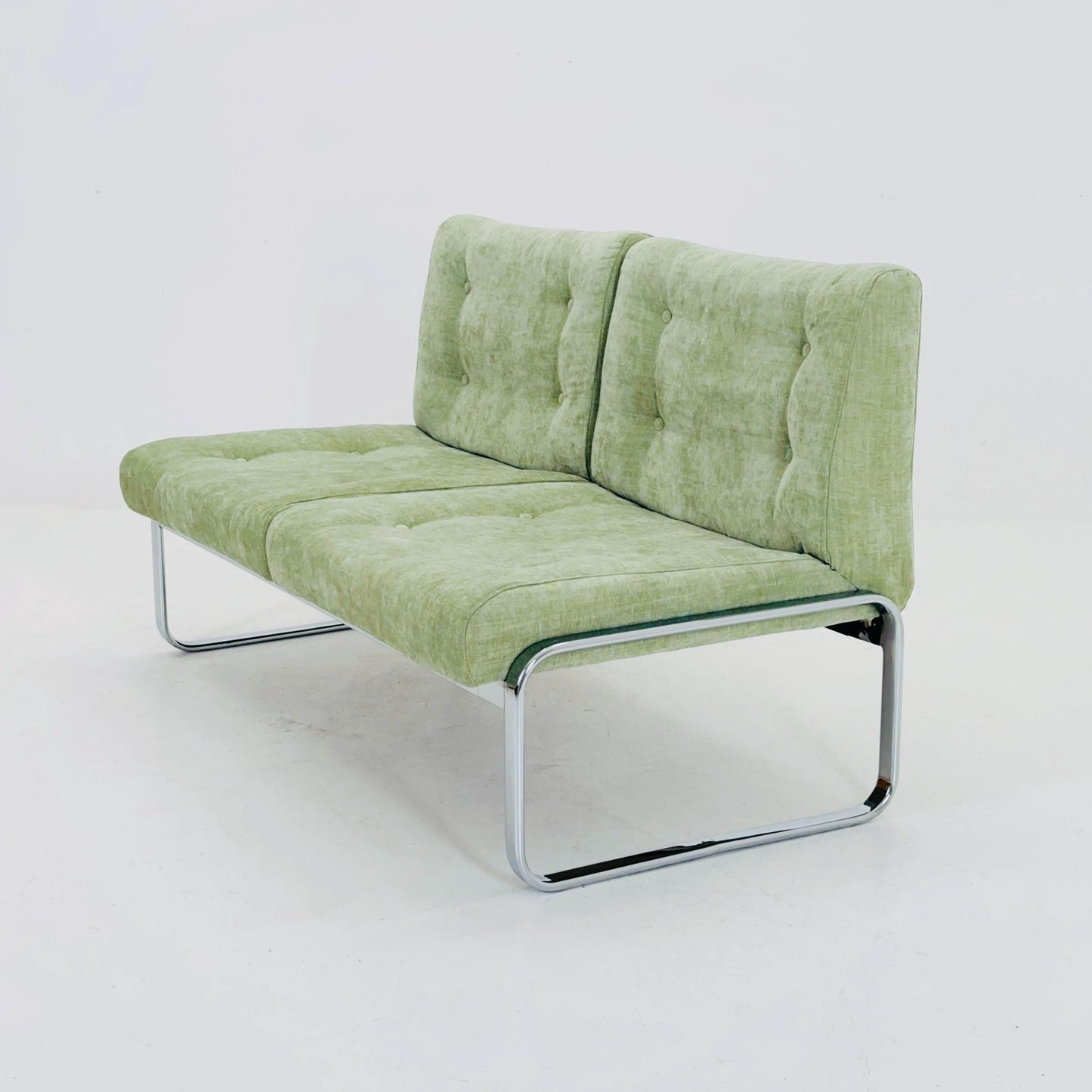 Mid-Century Modern sofa by RH Design, Bauhaus design light green fabric Italy 1980s
