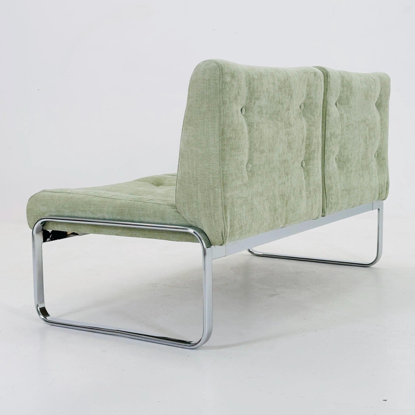 Mid-Century Modern sofa by RH Design, Bauhaus design light green fabric Italy 1980s