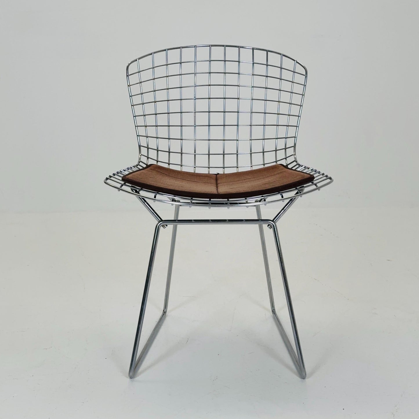 1 of 3 Mid century wire Chrome side chair by Harry Bertoia, Italy 1980s