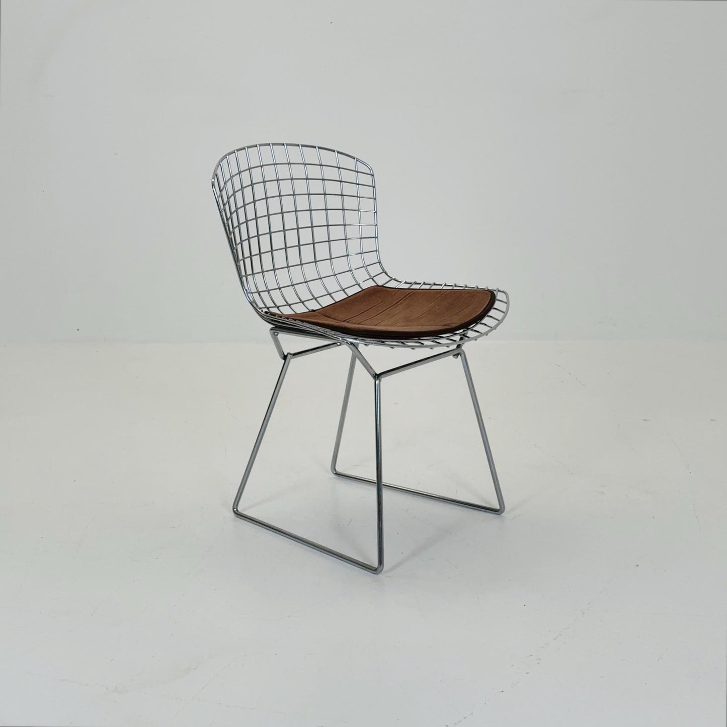 1 of 3 Mid century wire Chrome side chair by Harry Bertoia, Italy 1980s