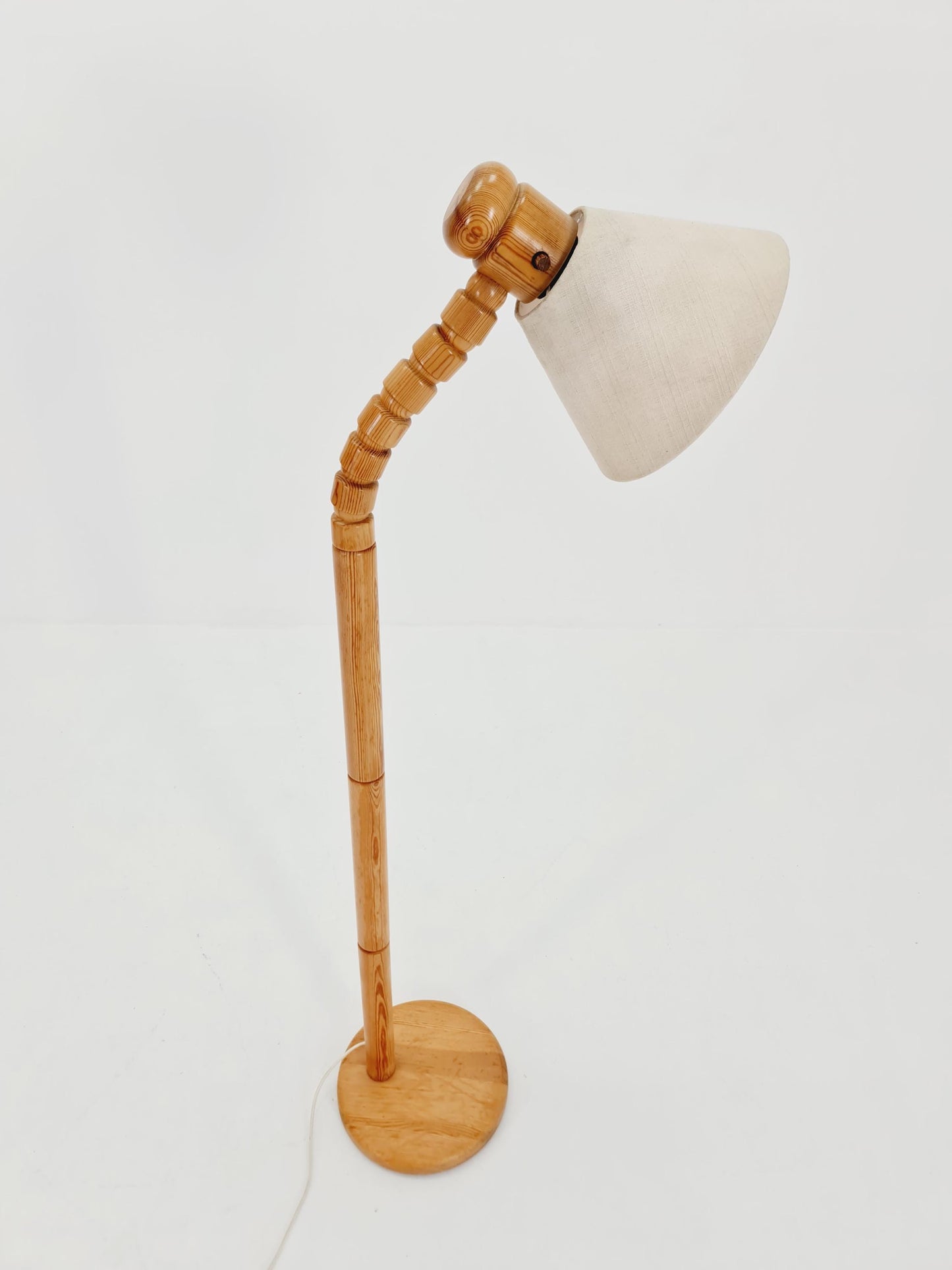 Vintage Swedish pine floor lamp by Solbackens Svarveri AB, 1970s