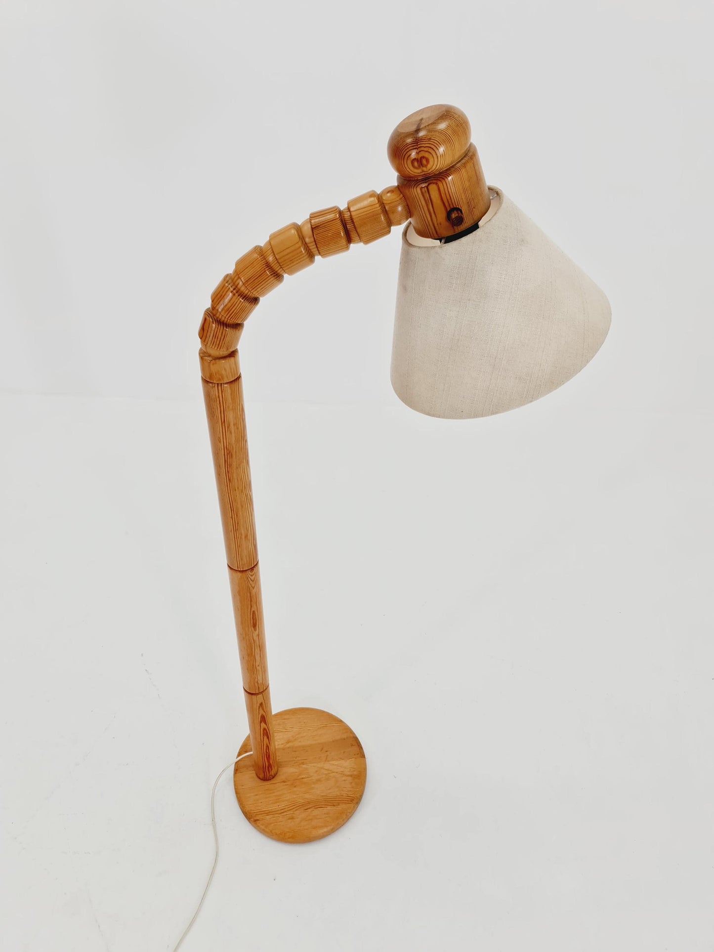 Vintage Swedish pine floor lamp by Solbackens Svarveri AB, 1970s