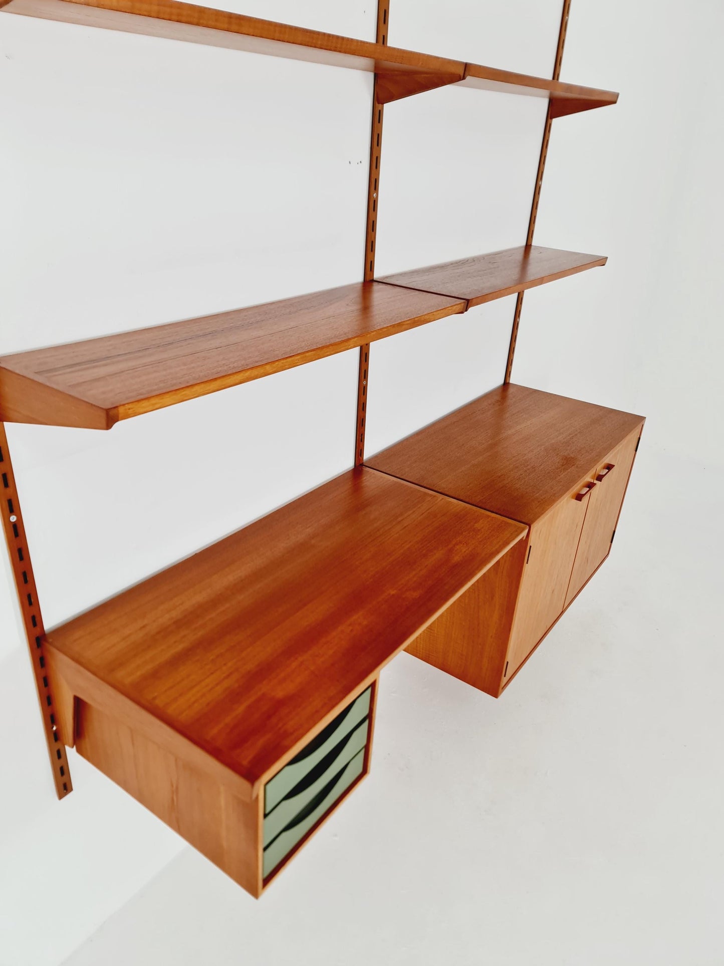 Danish modern modular Teak shelving system by Kai kristansen for FH Möbel , Denmark, 1960s