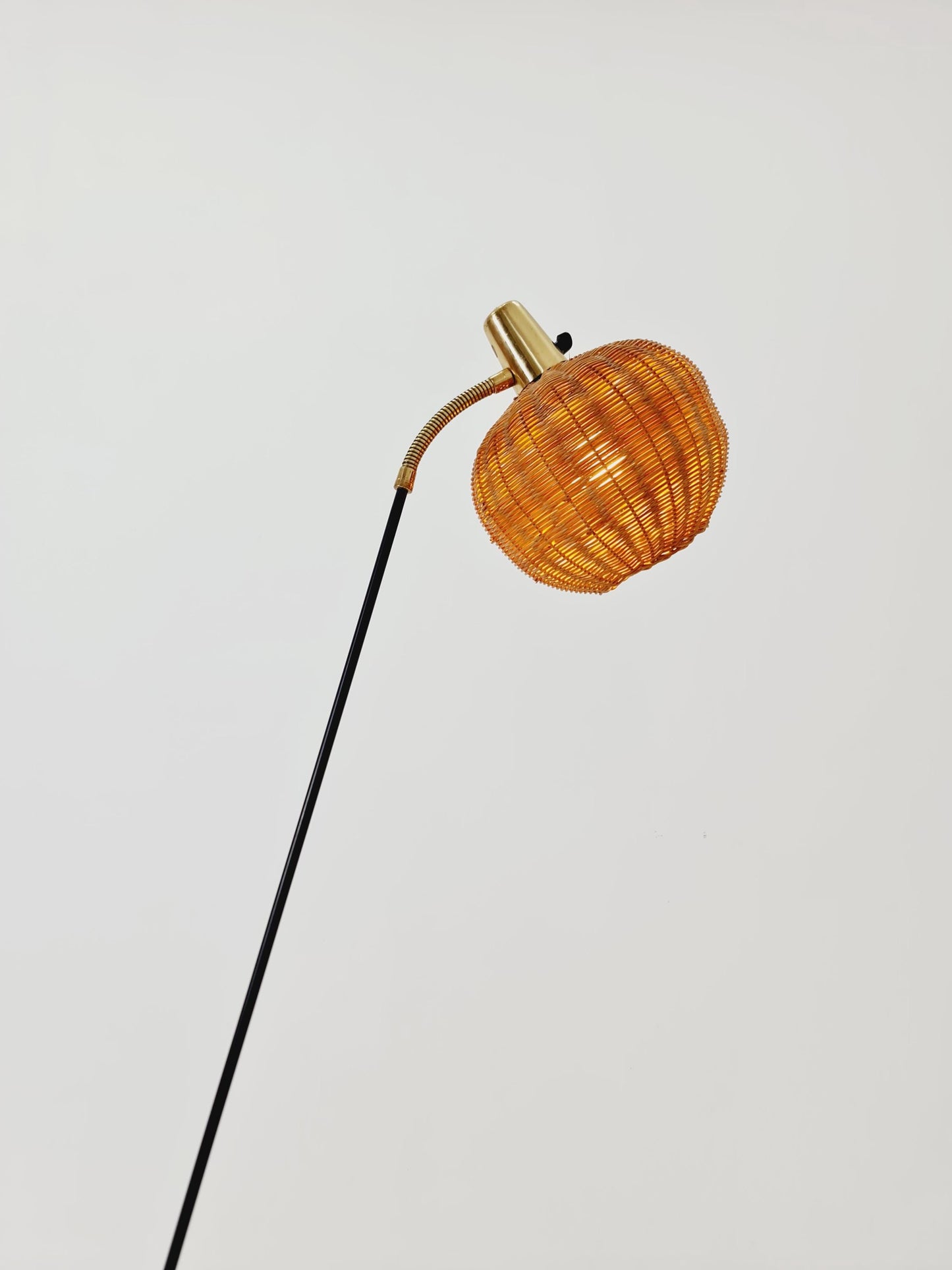 Super Rare floor lamp with Rattan shade by Bröderna Malmström, Sweden, 1950s