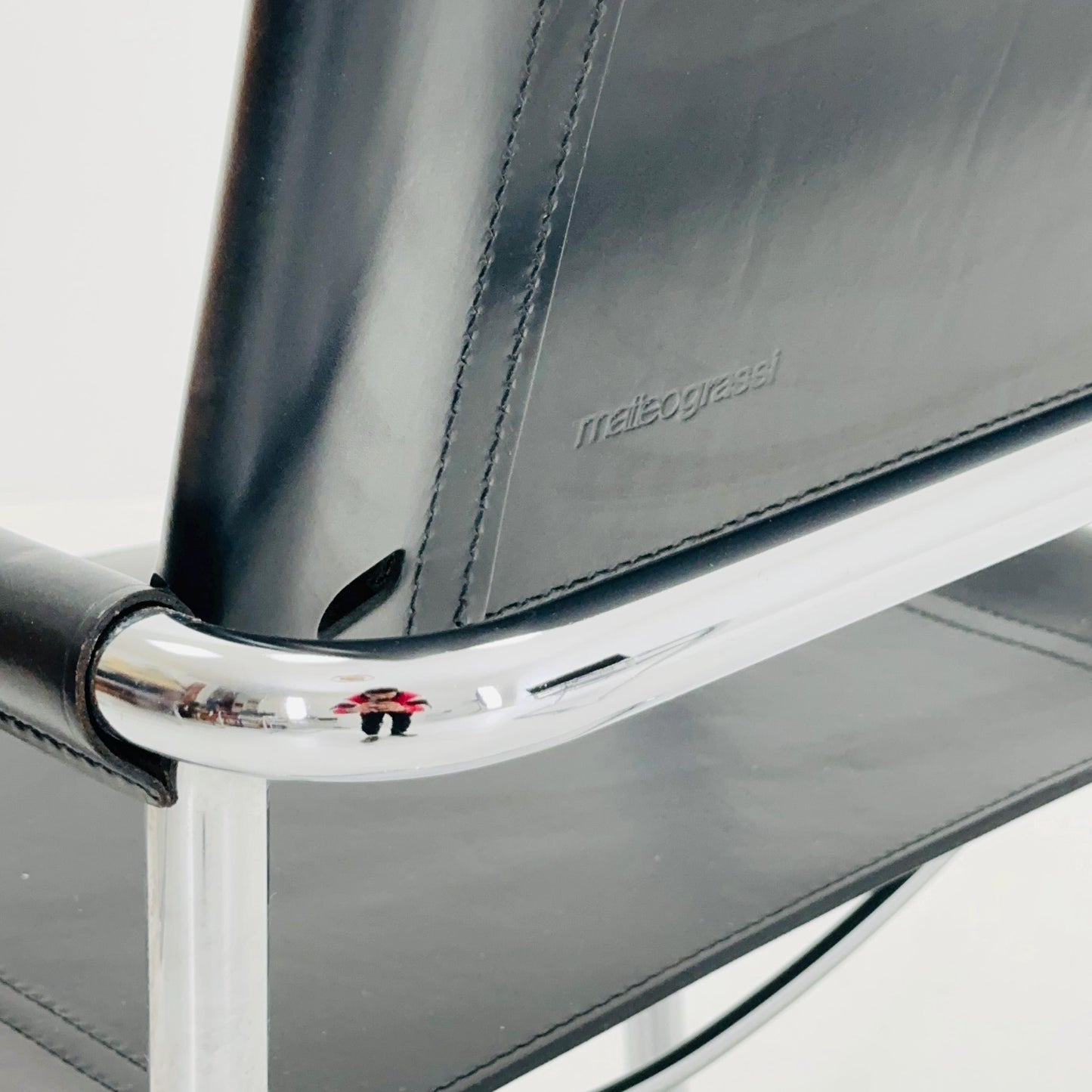 Set of 4 Mid century B34 Matteo Grassi Mg5 black leather cantilever chairs by Mart Stam italy 1980s