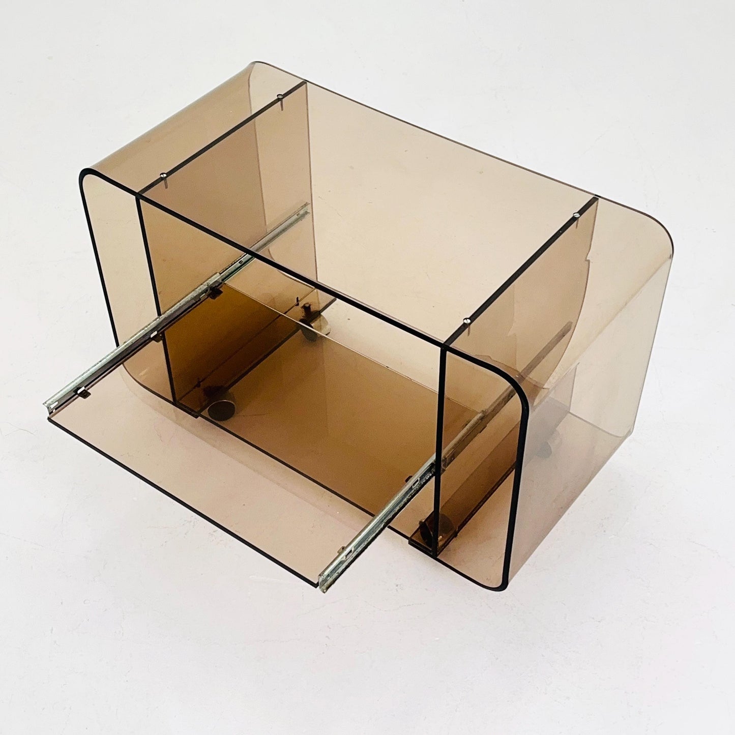 Space age Smoked Brown Plexiglass Trolley by Michel Dumas for Roche Bobois 1970s