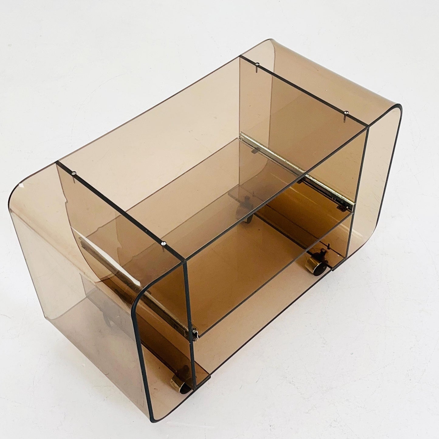 Space age Smoked Brown Plexiglass Trolley by Michel Dumas for Roche Bobois 1970s