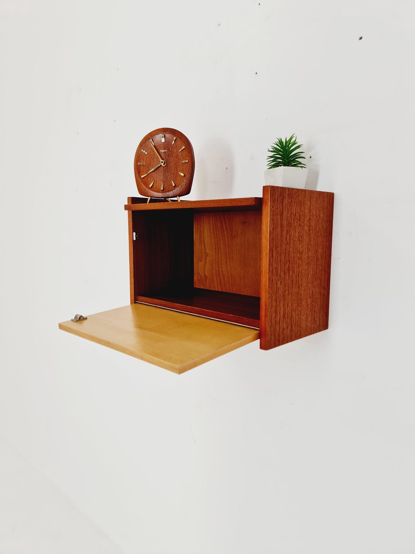 Scandinavian Teak & Ash floating/ hanging bedside table/ nightstand By WK , 1960s