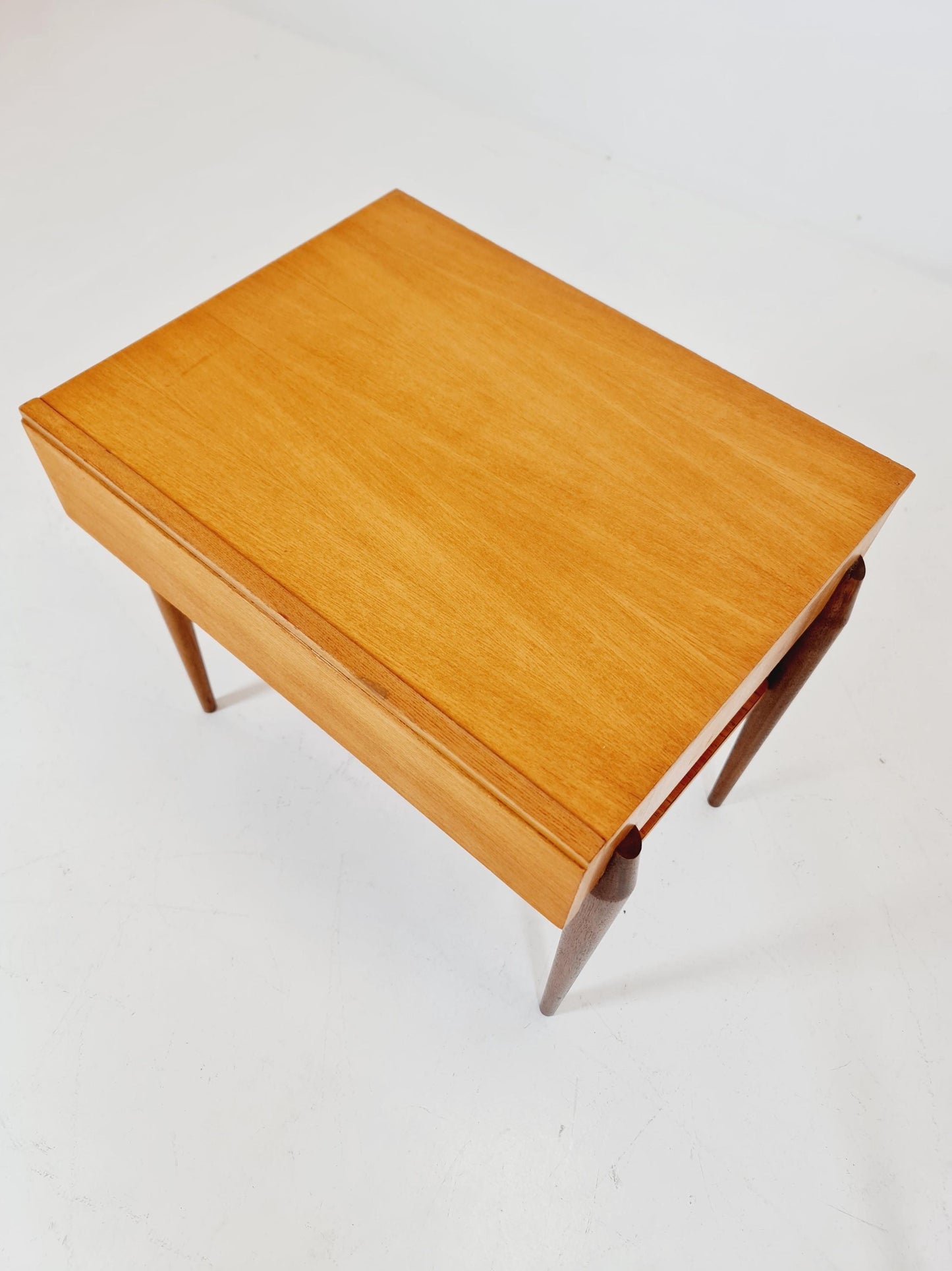 Pair of German Midcentury Teak & Ash Vintage Side table/ Bedside table/ Night stand by WK Möbel 1960s
