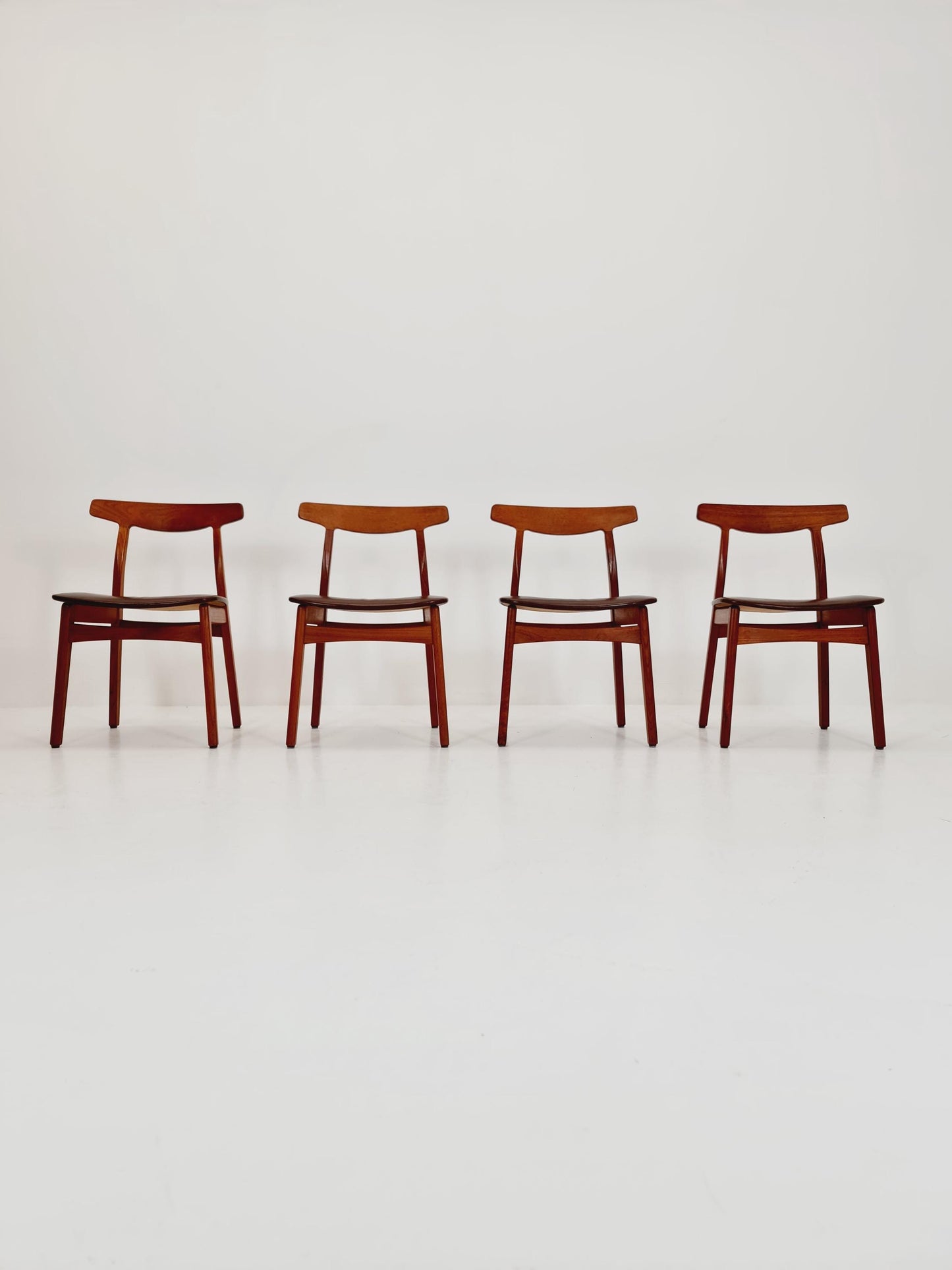 Mid Century Dansih Teak and Leather chair by Henning kaernulf , 1960s Set of 4