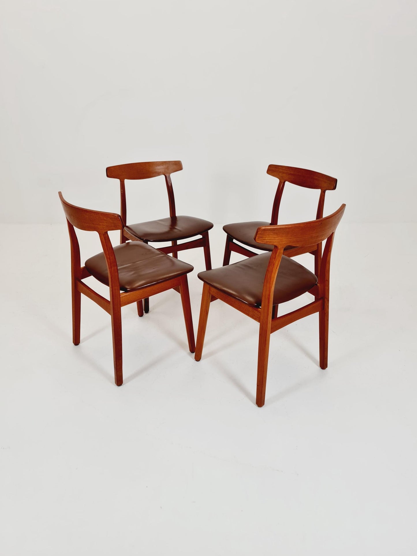 Mid Century Dansih Teak and Leather chair by Henning kaernulf , 1960s Set of 4