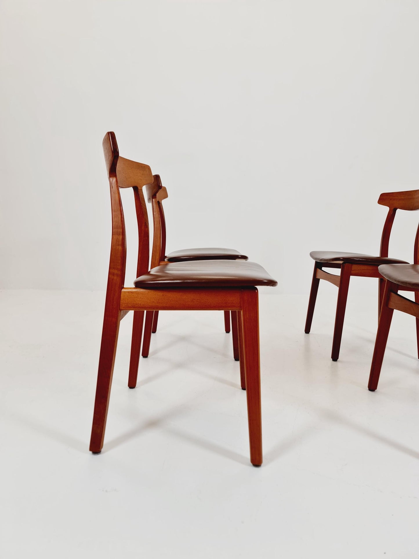 Mid Century Dansih Teak and Leather chair by Henning kaernulf , 1960s Set of 4