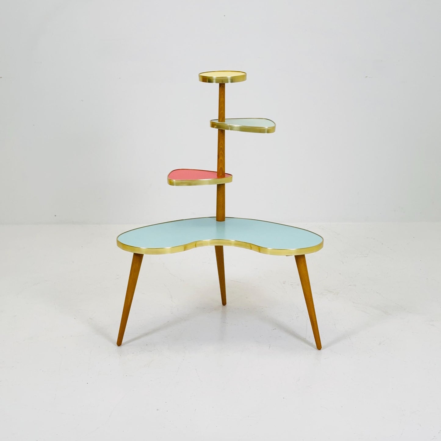 BIG 1950s German Plant Stand, Colorful Vintage Mid-Century Minimalist Indoor Plant Stand Side Table Retro flower table