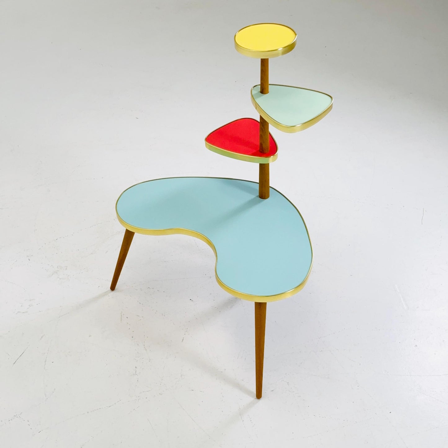 BIG 1950s German Plant Stand, Colorful Vintage Mid-Century Minimalist Indoor Plant Stand Side Table Retro flower table