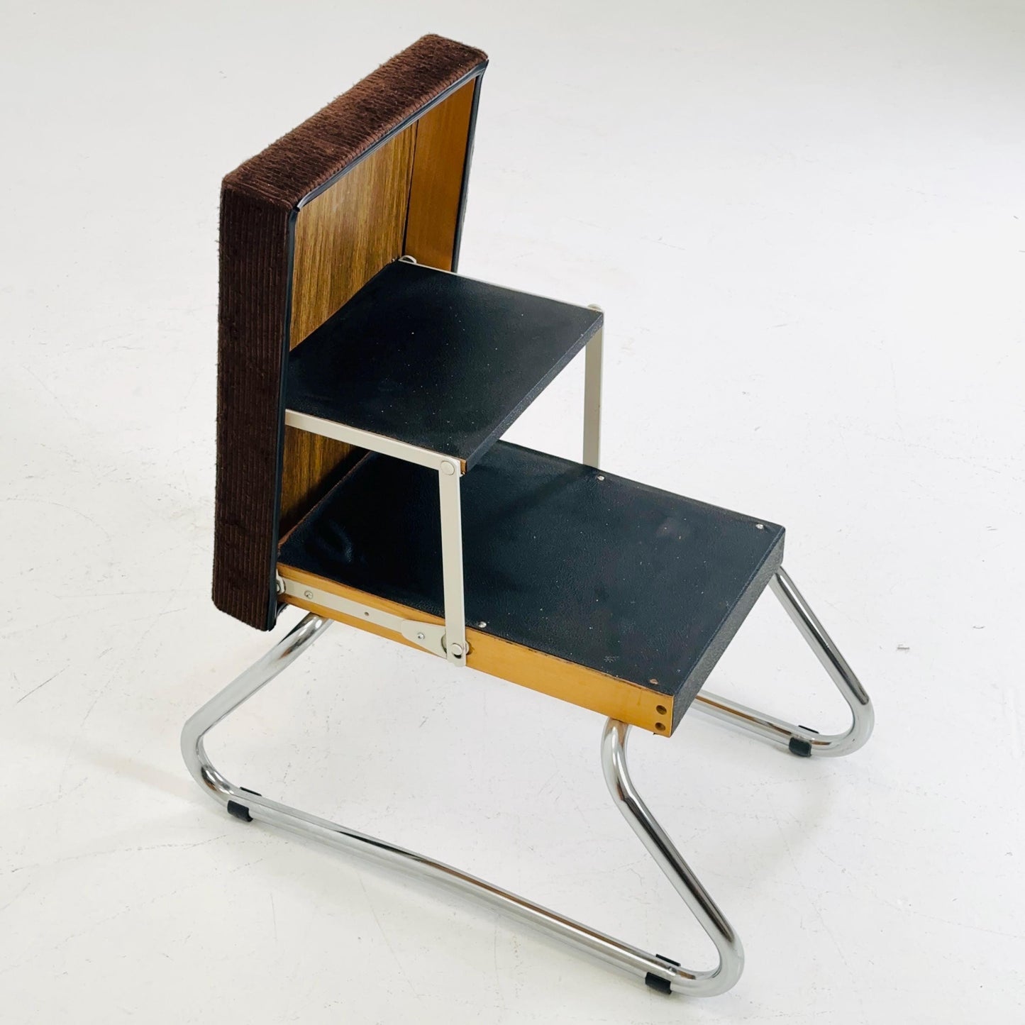 Mid century Stool with Chrome Accents and Hidden Steps –1960s