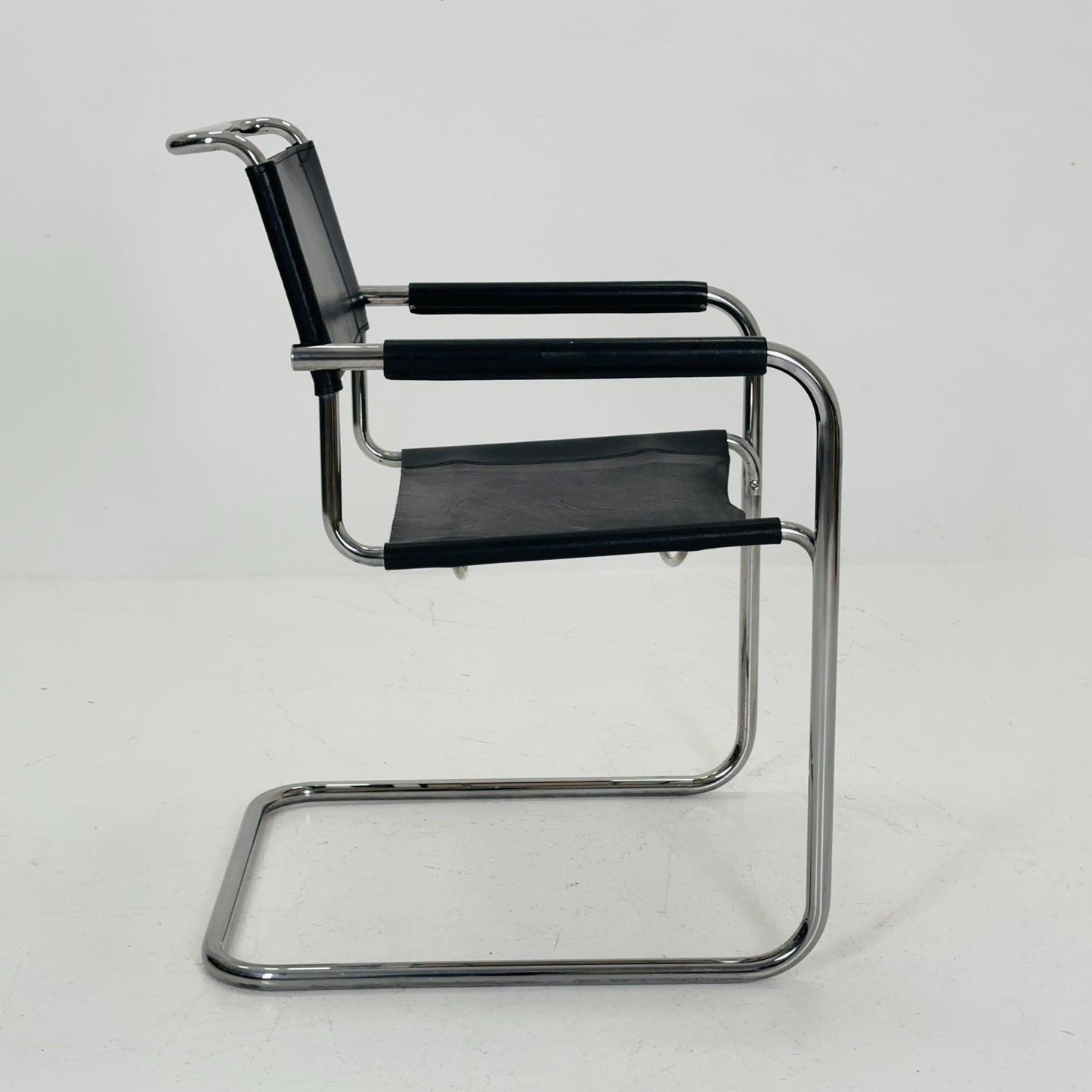Iconic Black Leather S34 Cantilever Chair by Mart Stam for Thonet ,1980s